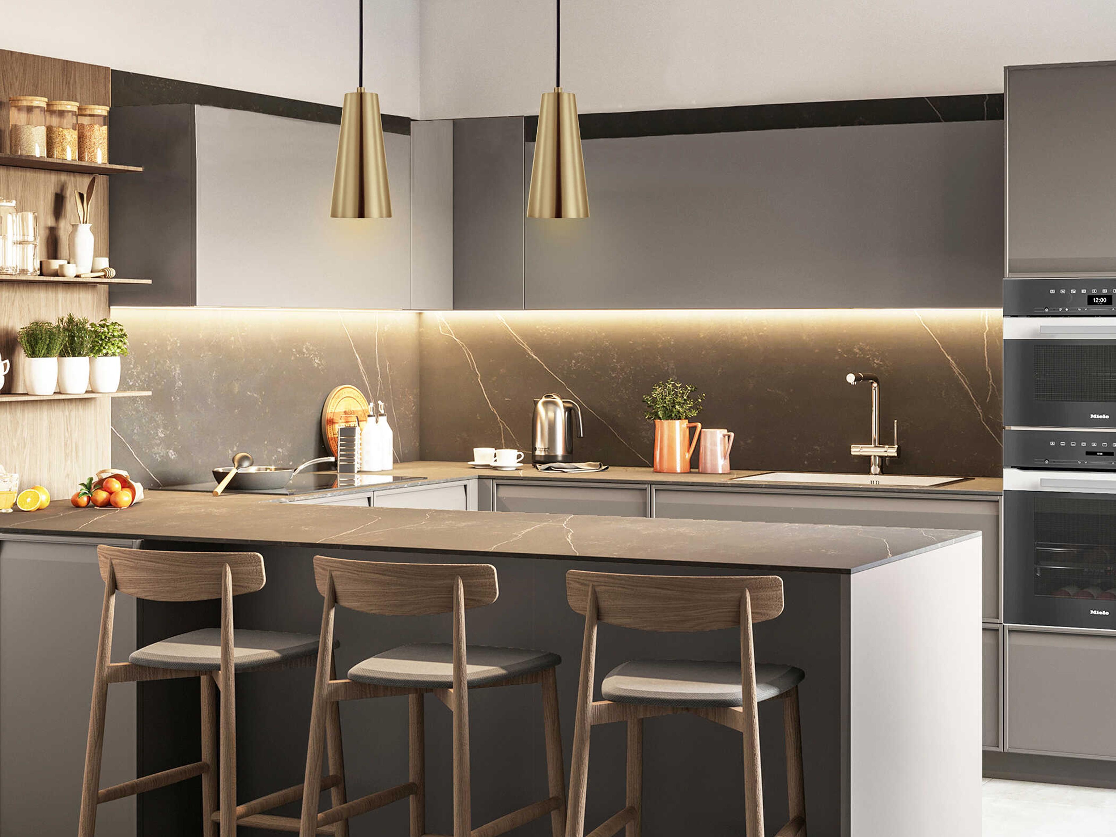 Eglo Pratella 1-Light Brushed Gold Mini Pendant