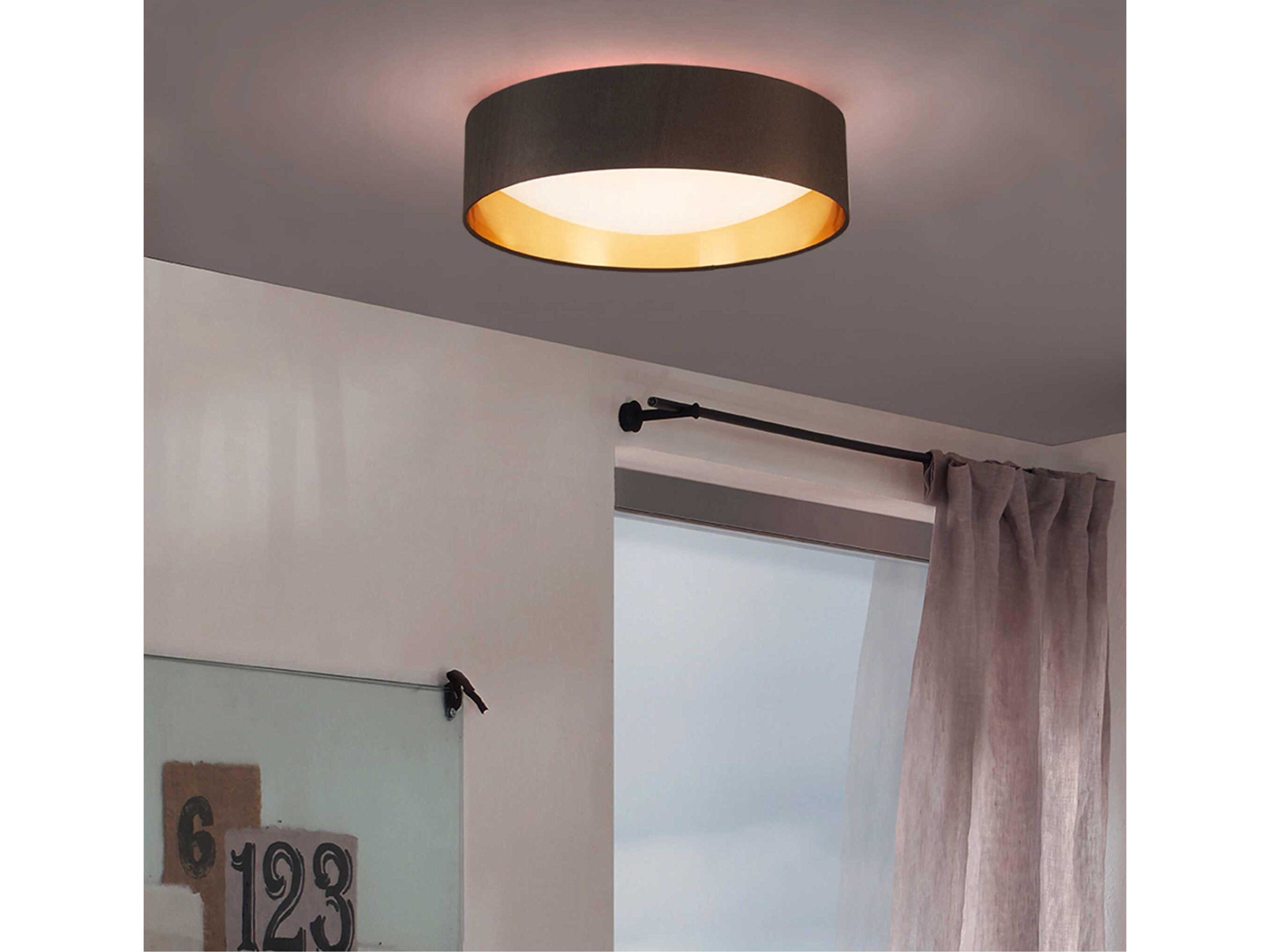 Eglo Orme 1-Light Black Gold Drum Flush Mount