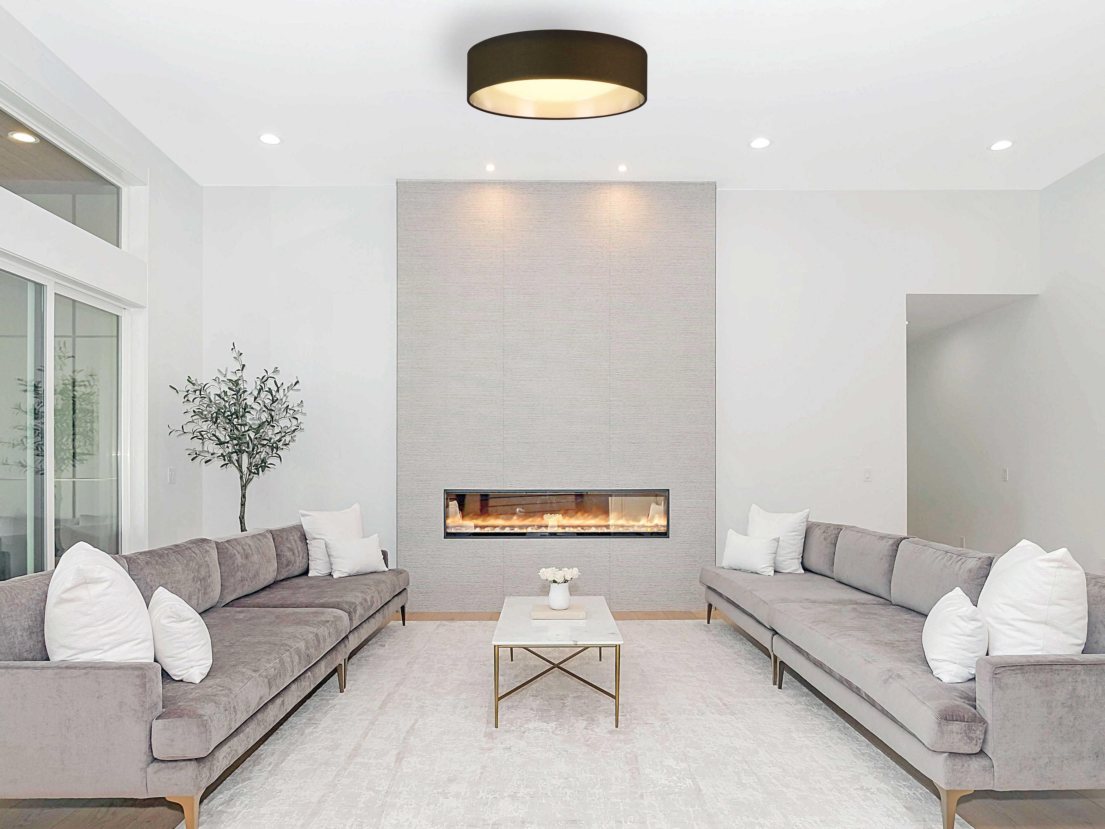 Eglo Orme 1-Light Black Brushed Nickel Drum Flush Mount