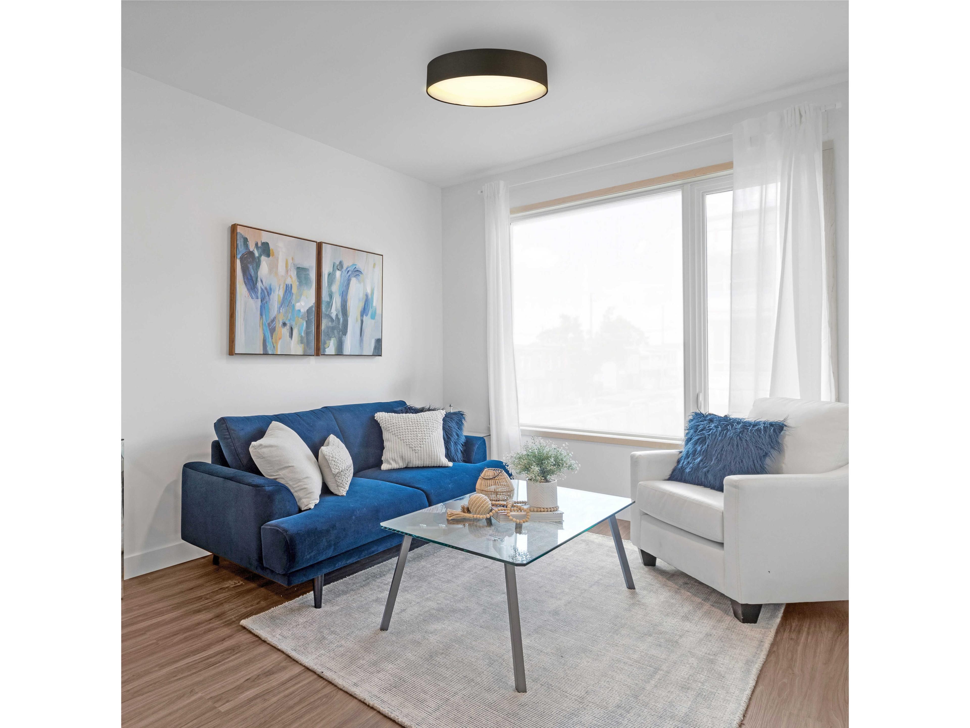 Eglo Orme 1-Light Black Brushed Nickel Drum Flush Mount