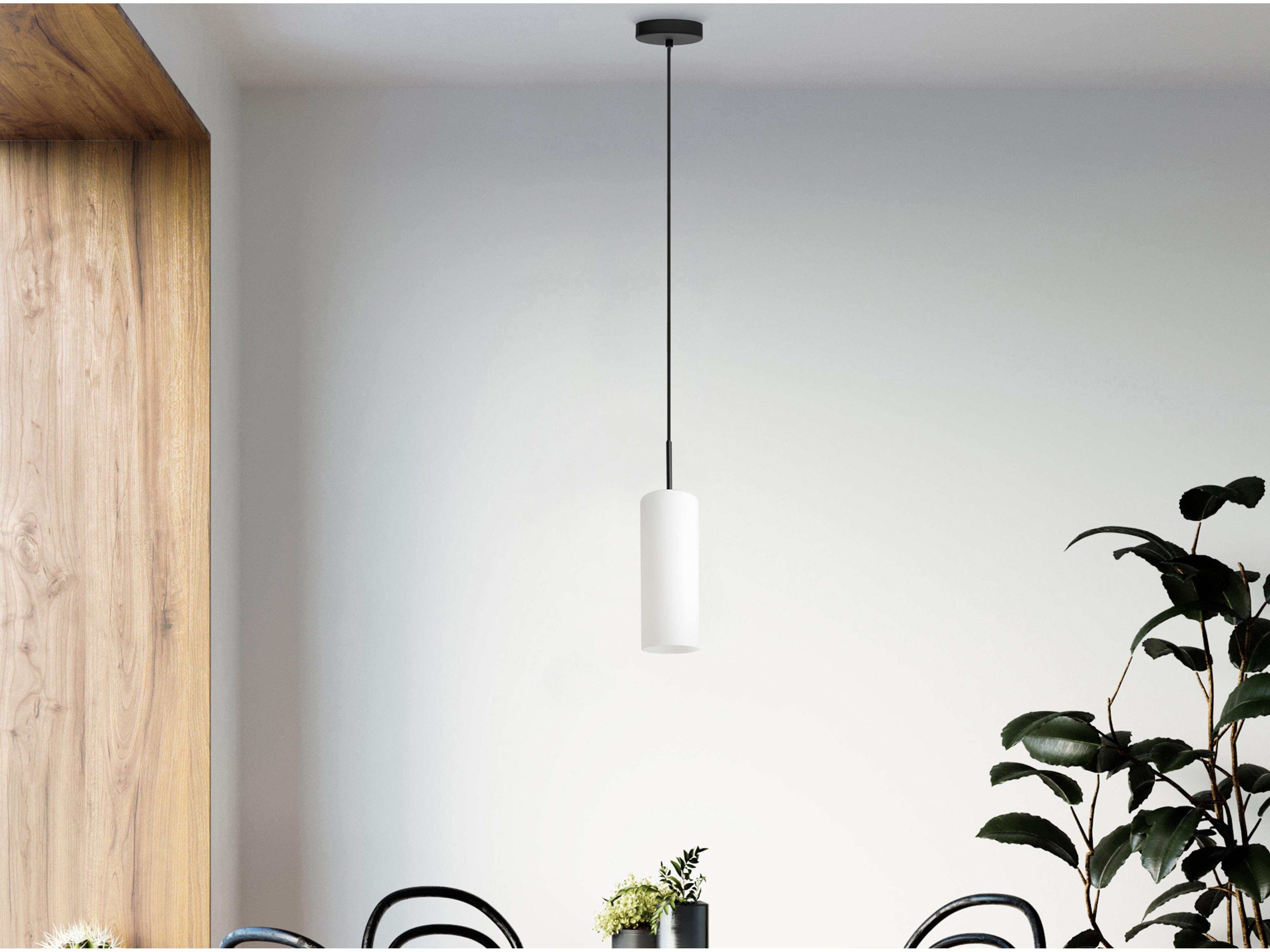 Eglo Troy 1-Light Structured Black Cylinder Mini Pendant