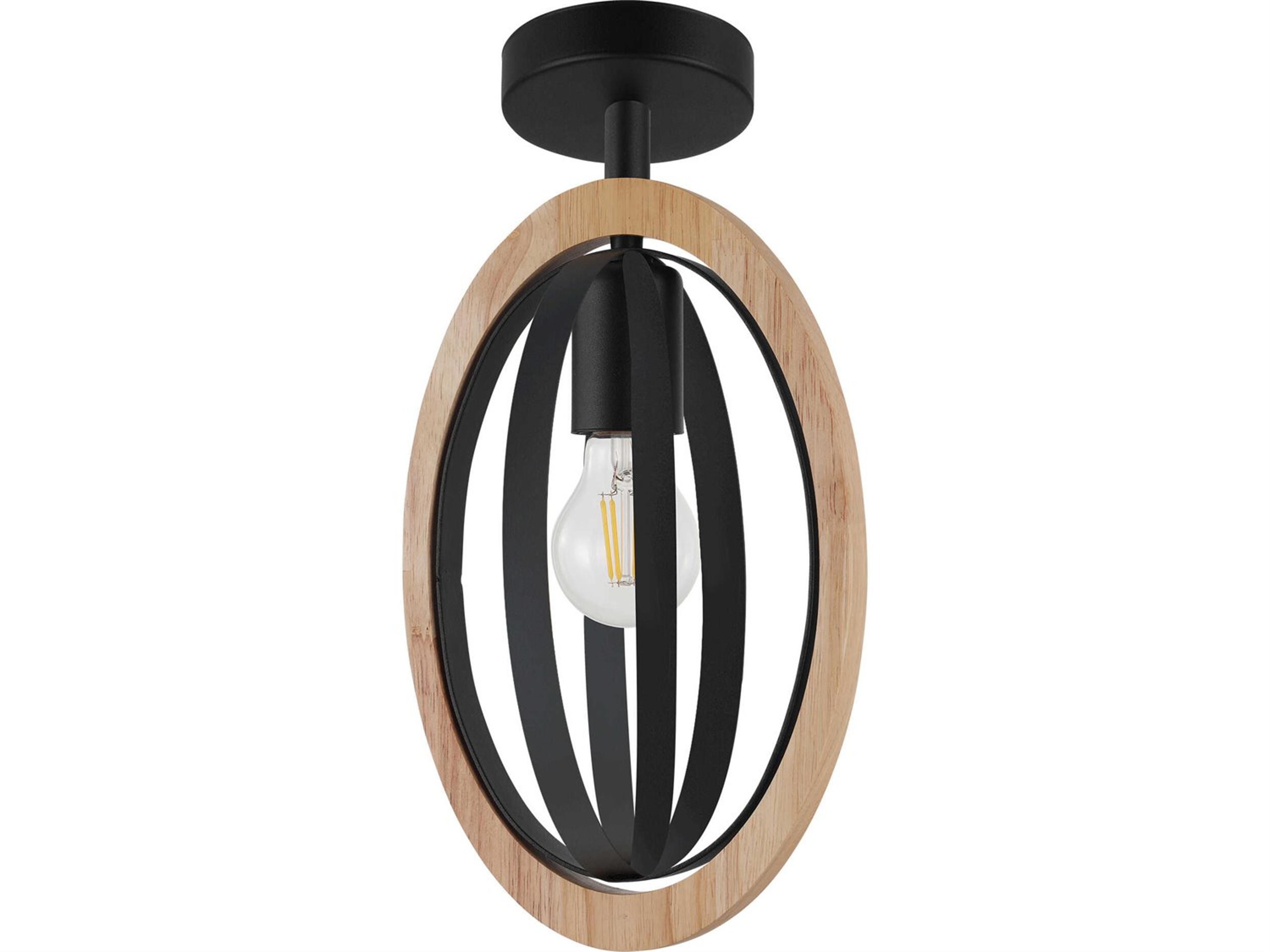 Eglo Basildon 1-Light Black Round Semi Flush Mount