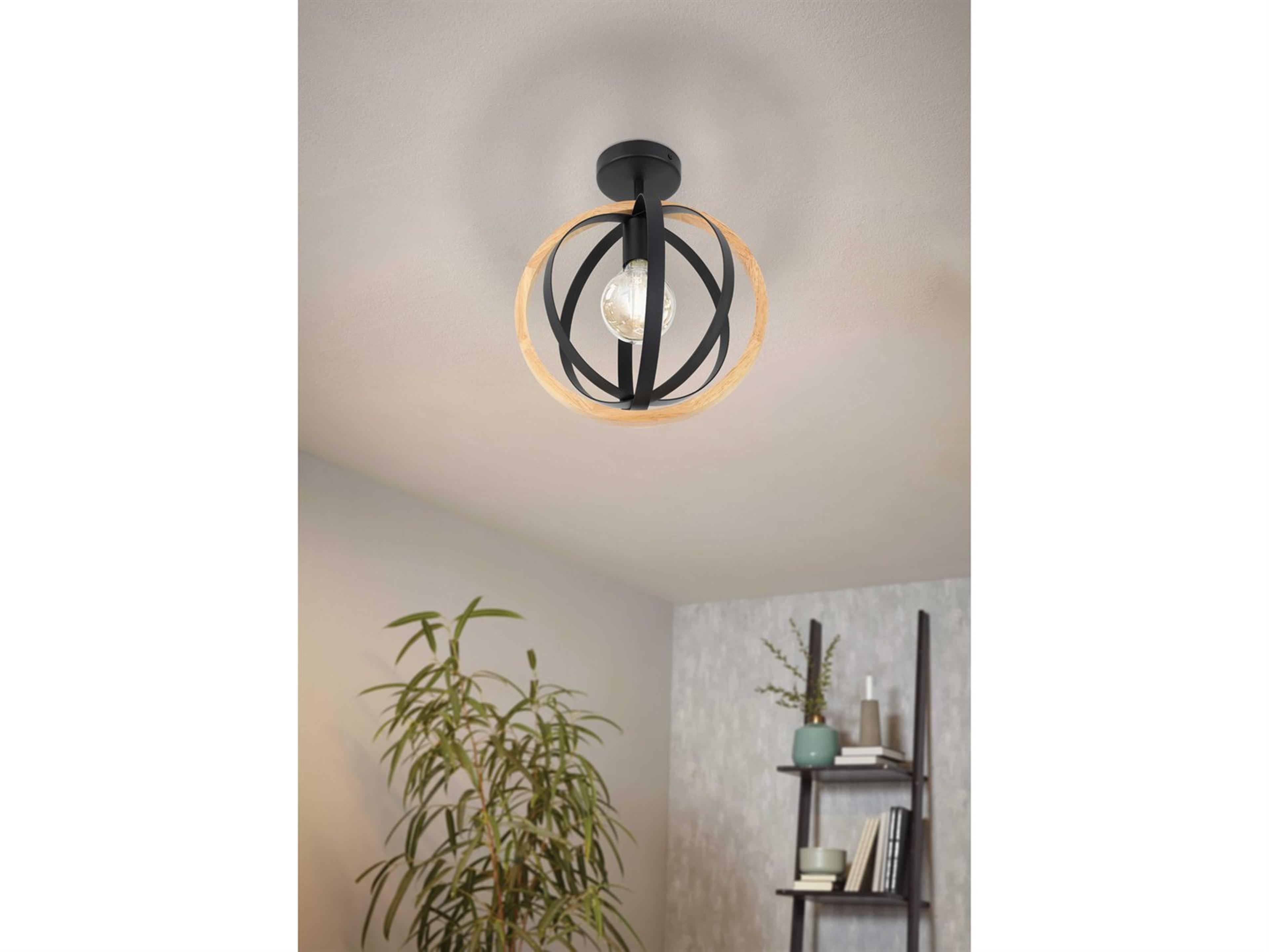 Eglo Basildon 1-Light Black Round Semi Flush Mount