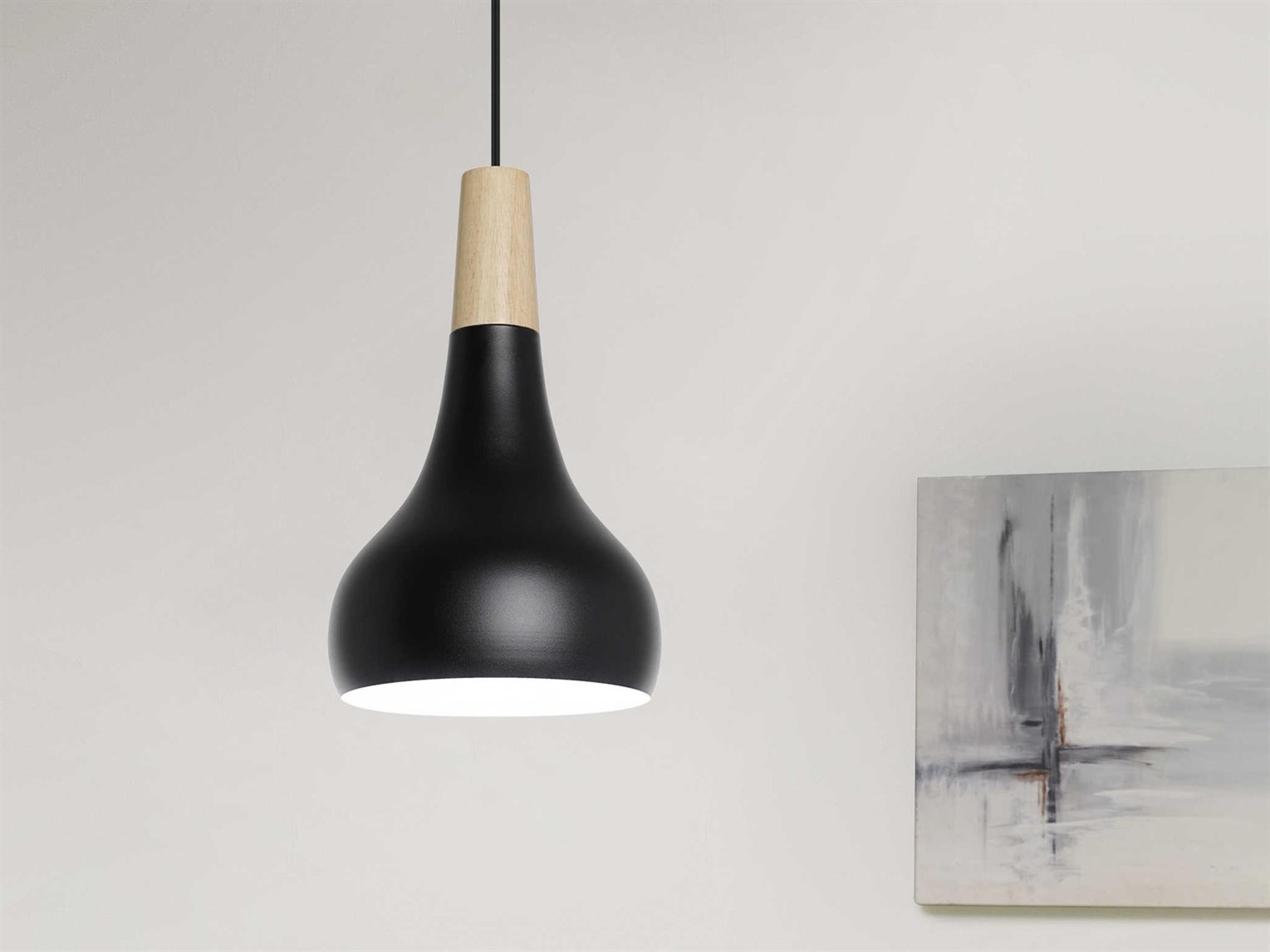 Eglo Sabinar 1-Light Structured Black Shinny White Bell Mini Pendant