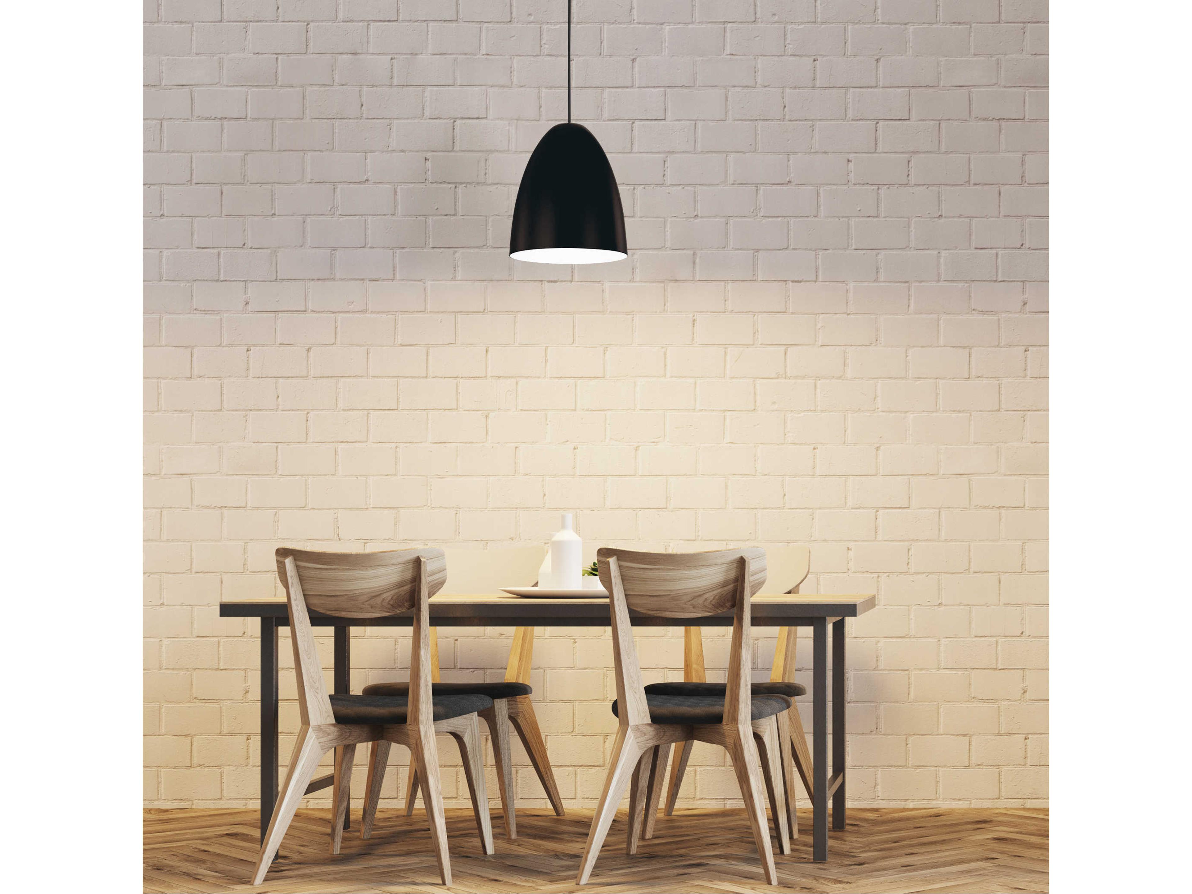 Eglo Sarabia 1-Light Matte Black White Bell Mini Pendant