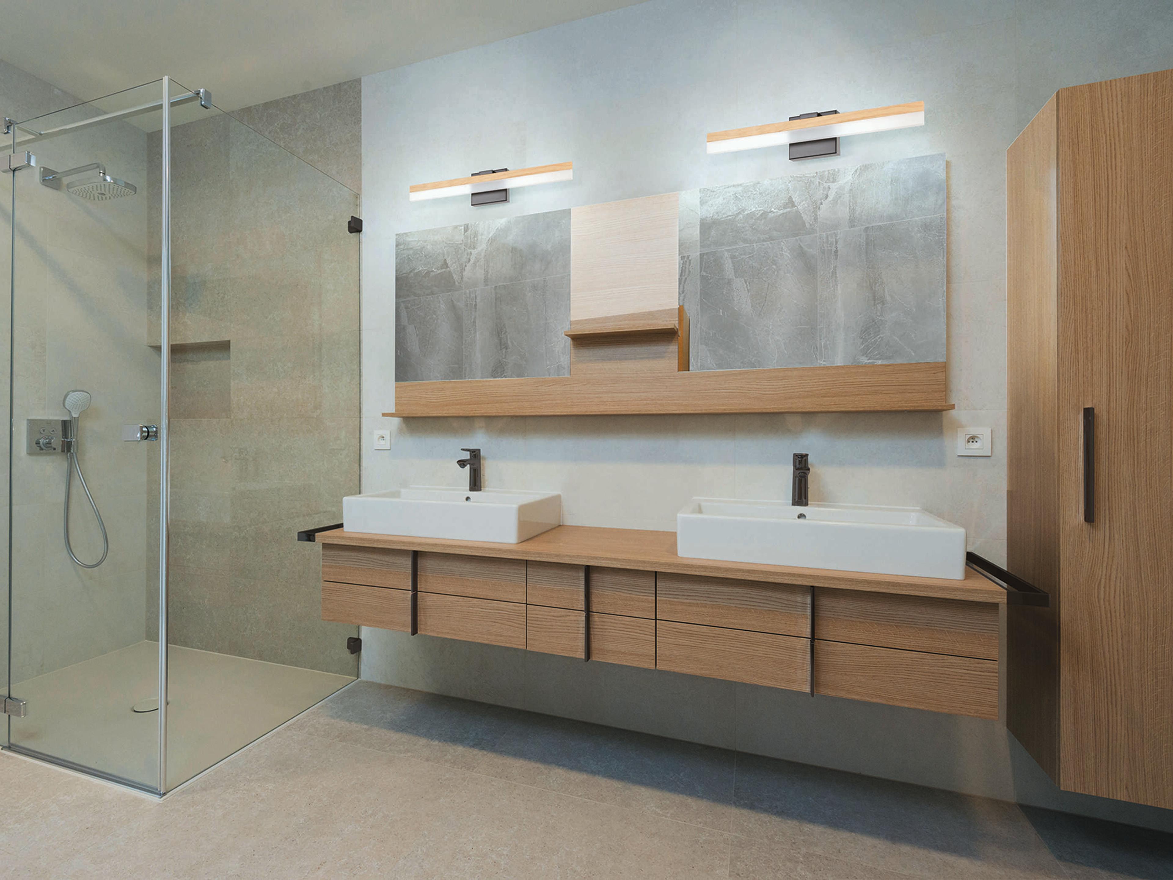 Eglo Palmital 1-Light Natural Wood Vanity Light