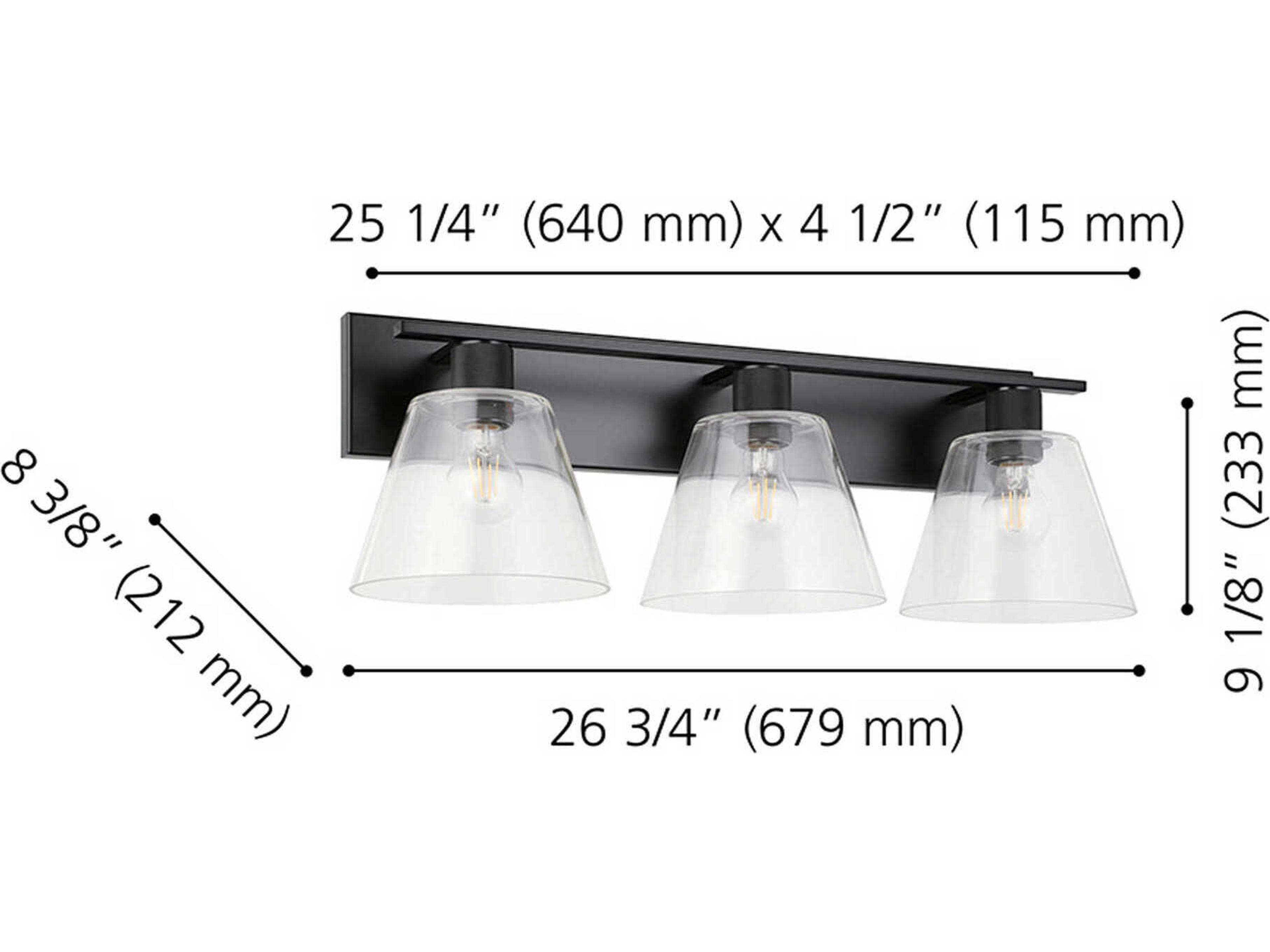 Eglo Copley 3-Light Matte Black Vanity Light