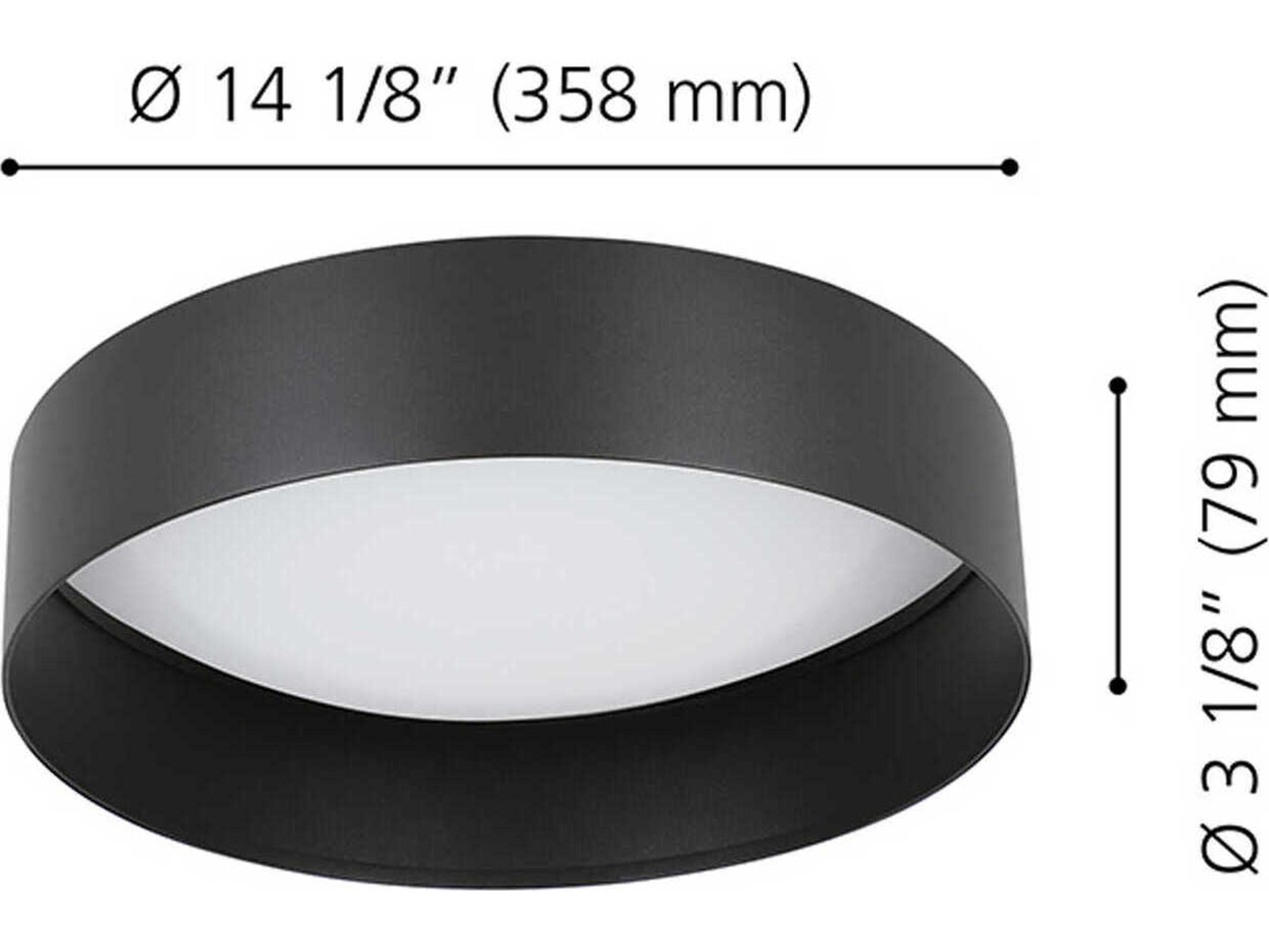 Eglo Ester 1-Light Structured Black Matte White Round Flush Mount