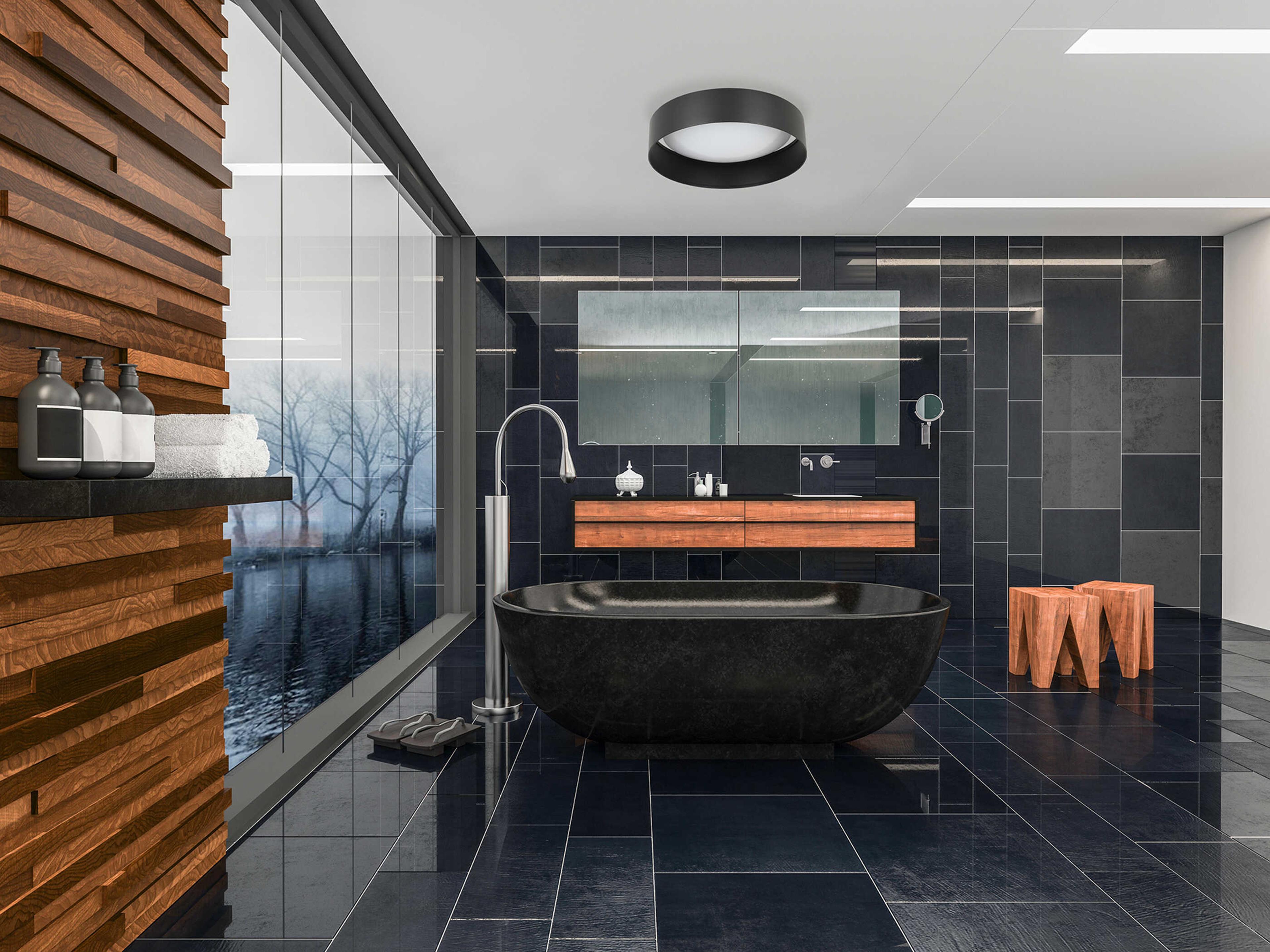 Eglo Ester 1-Light Structured Black Matte White Round Flush Mount