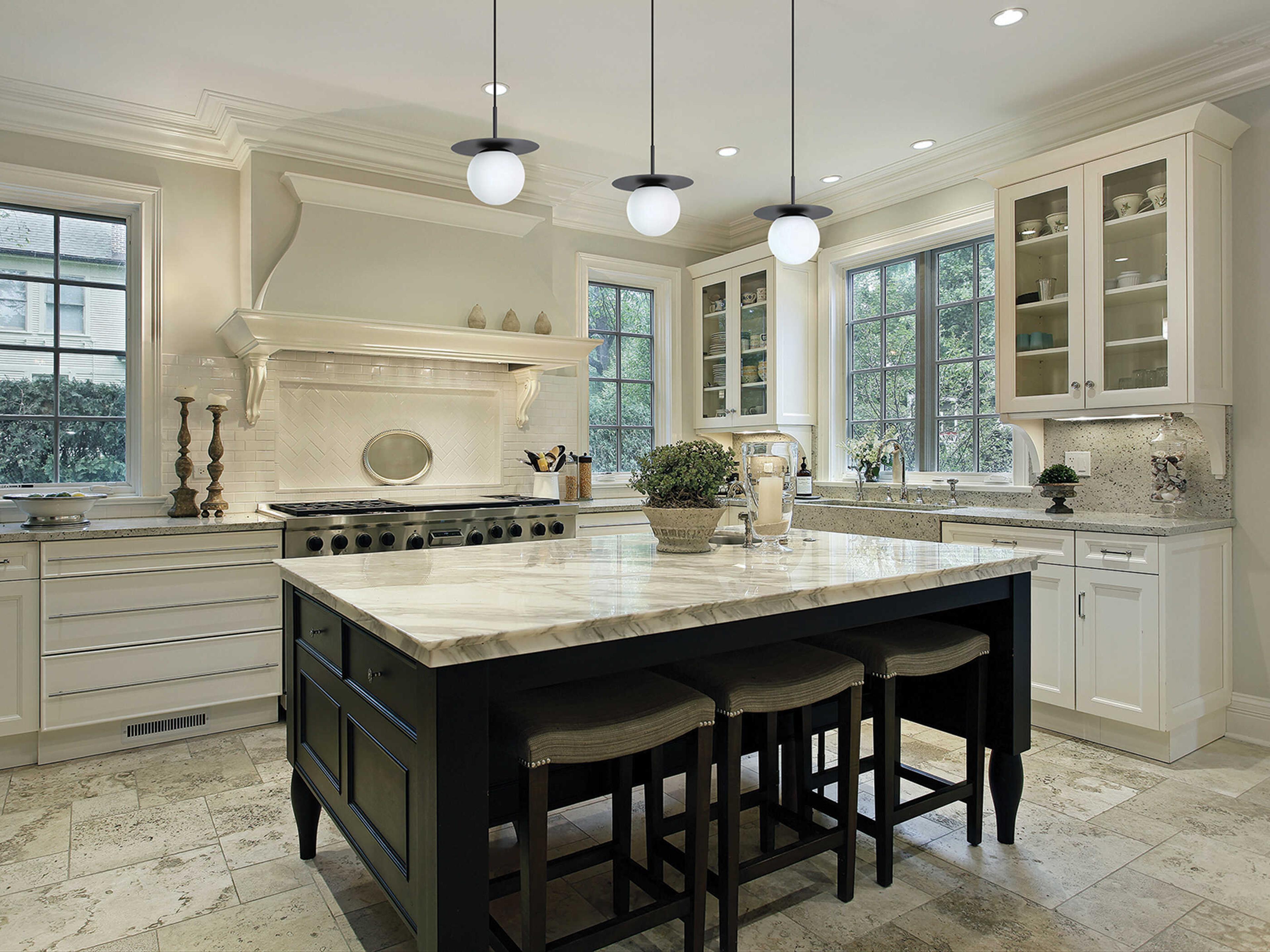 Eglo Arenales 1-Light Structured Black Globe Mini Pendant