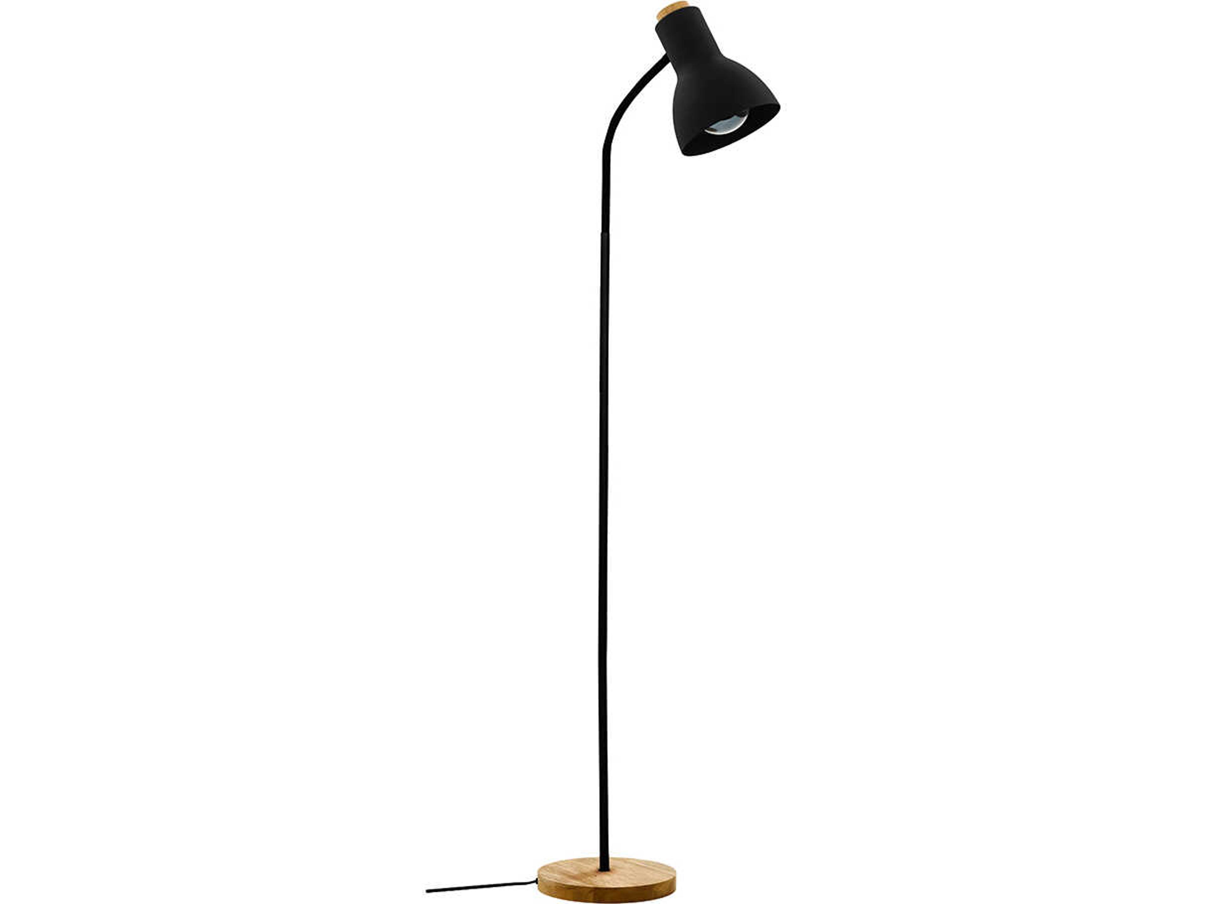 Verdal Black Wood Metal Floor Lamp
