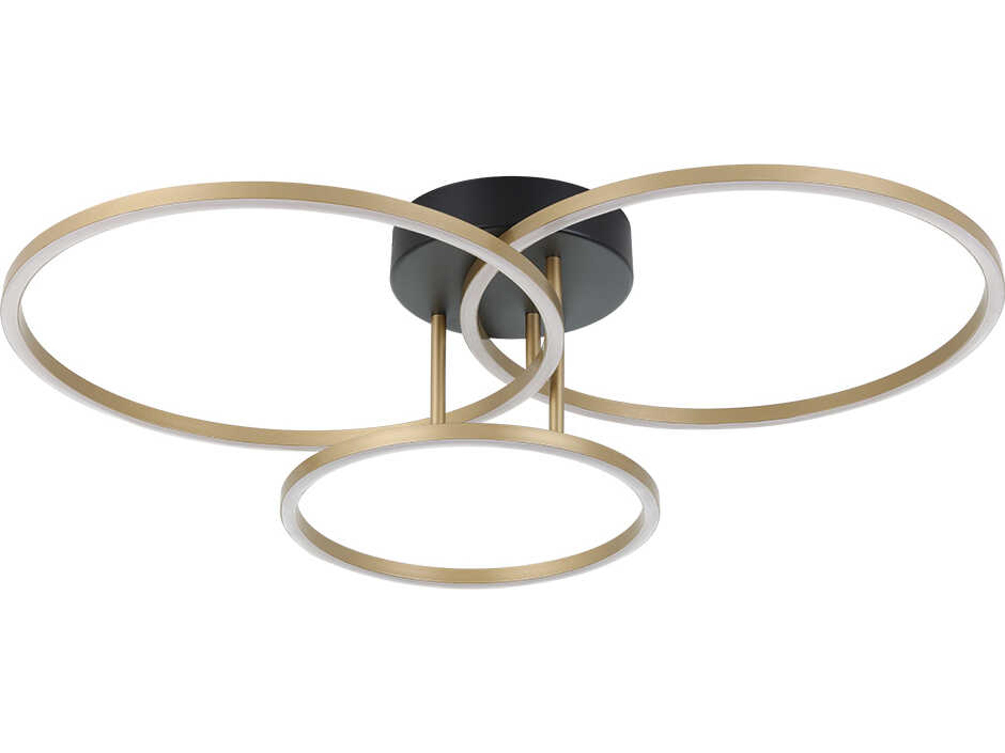 Boyal Gold Structured Black Round Semi Flush Mount