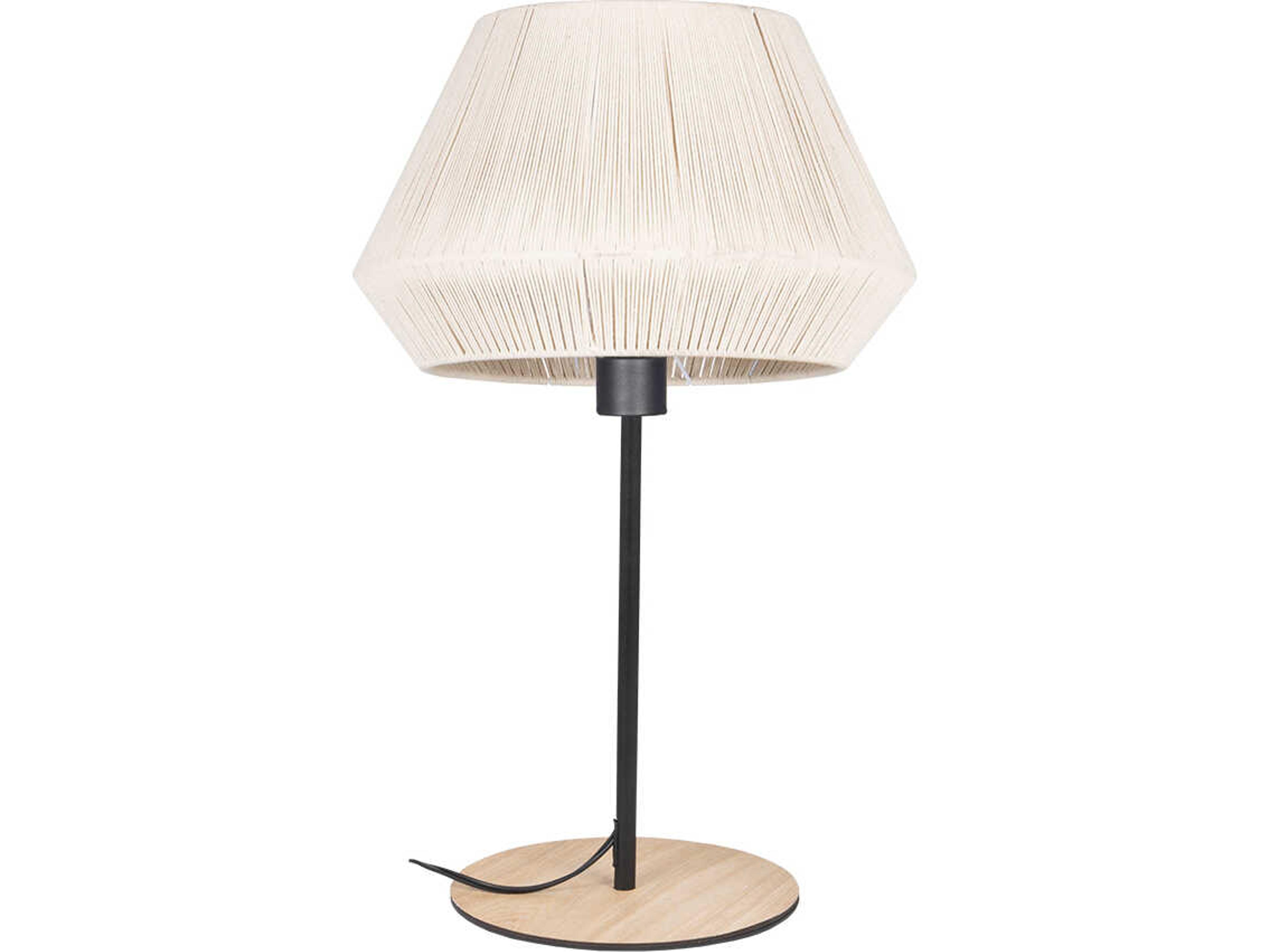 Eglo Lanier Black Cream Textile Thread Off White Table Lamp