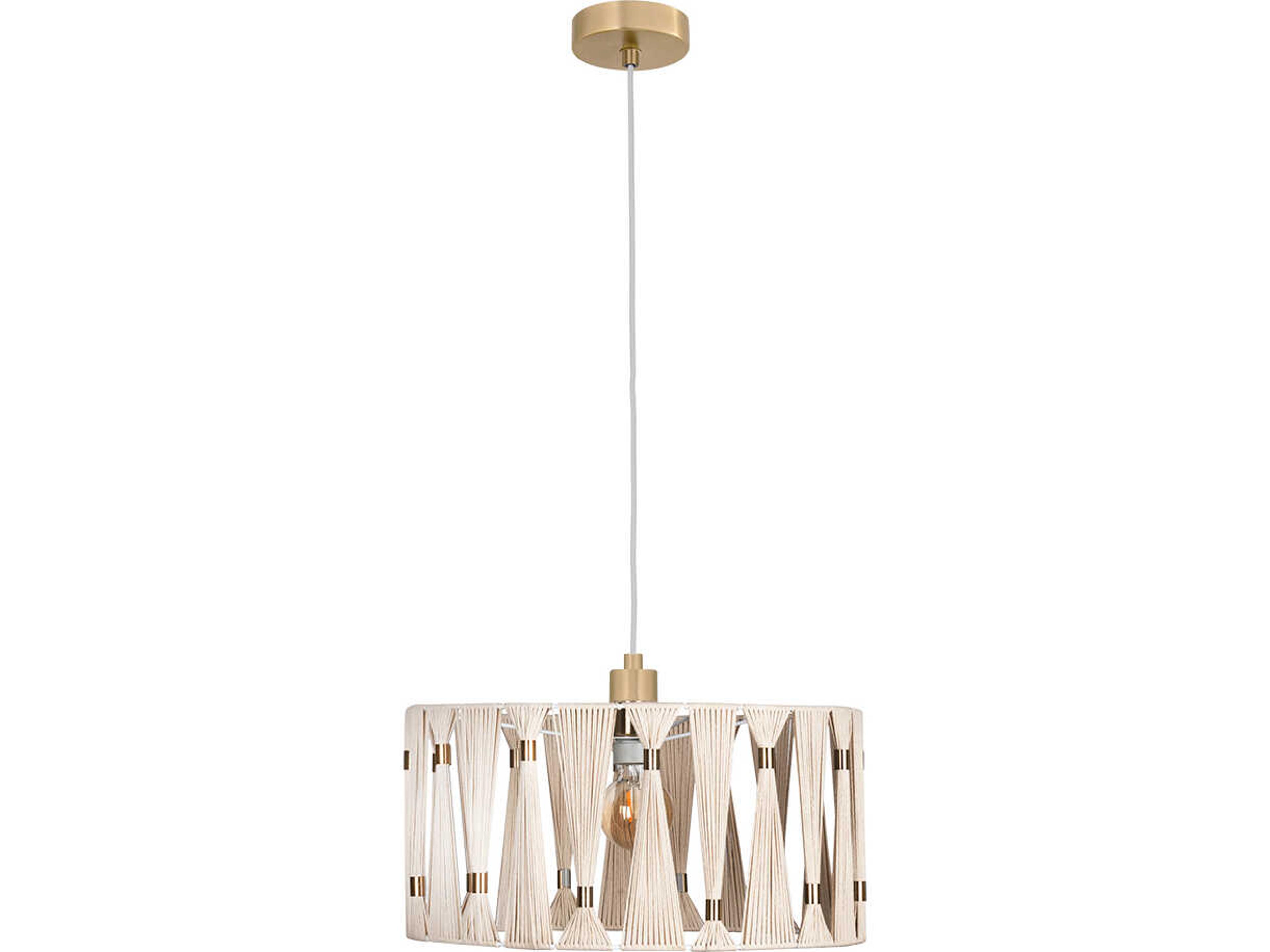 Eglo Macclenny 1-Light Brushed Brass Drum Pendant