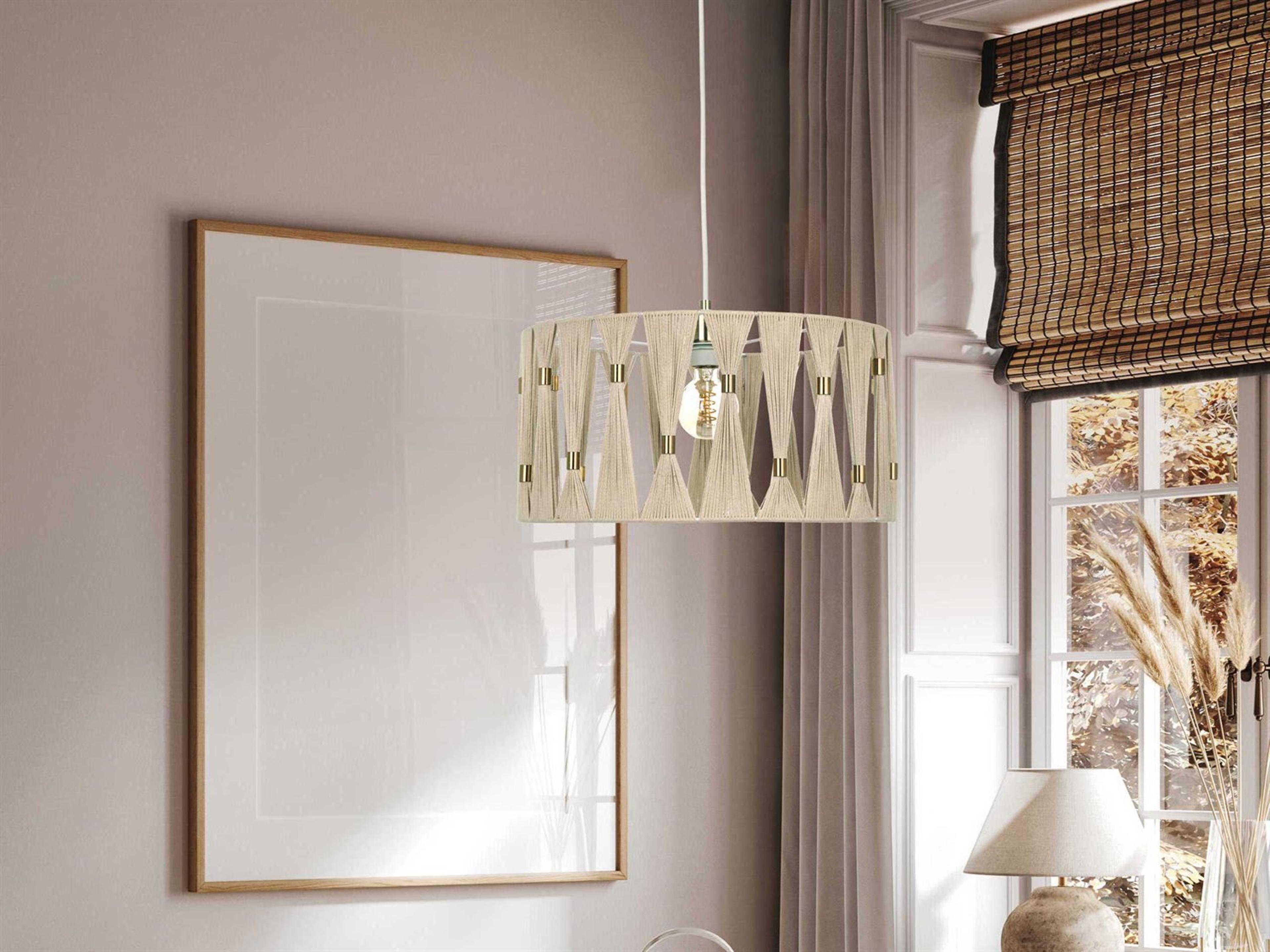 Eglo Macclenny 1-Light Brushed Brass Drum Pendant