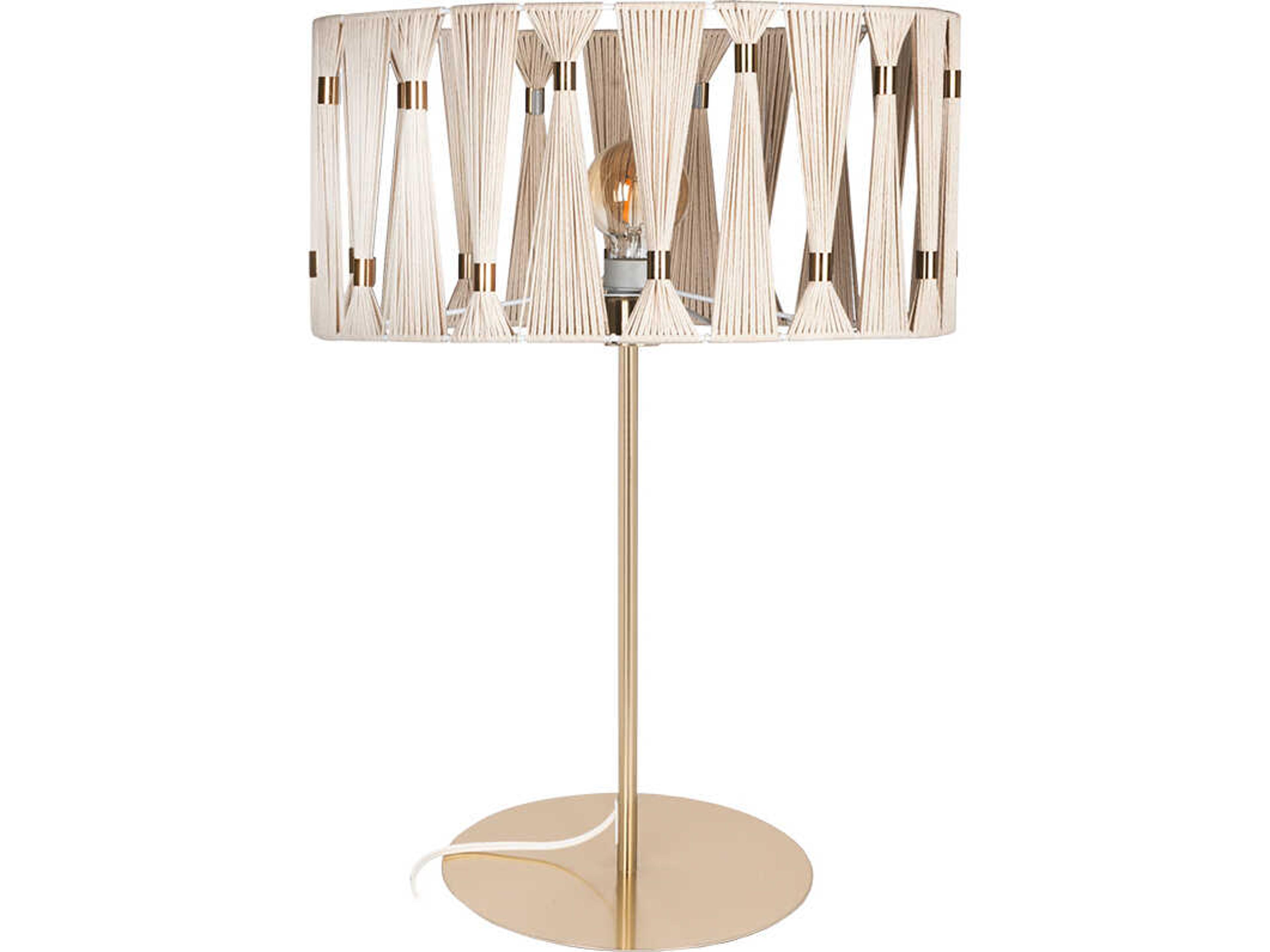 Macclenny Brushed Brass Beige Textile Thread Table Lamp