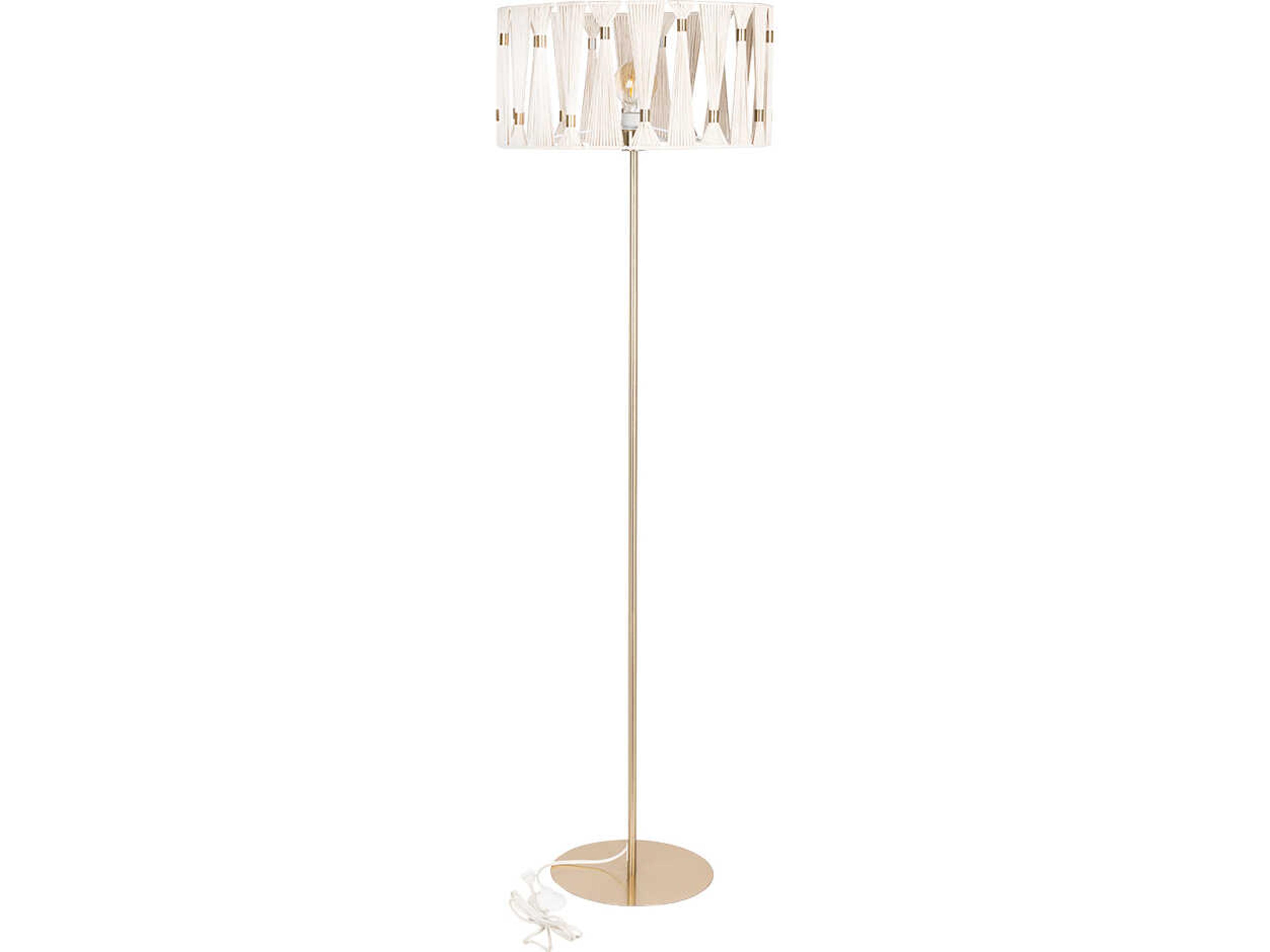Macclenny Brushed Brass Beige Textile Thread Floor Lamp