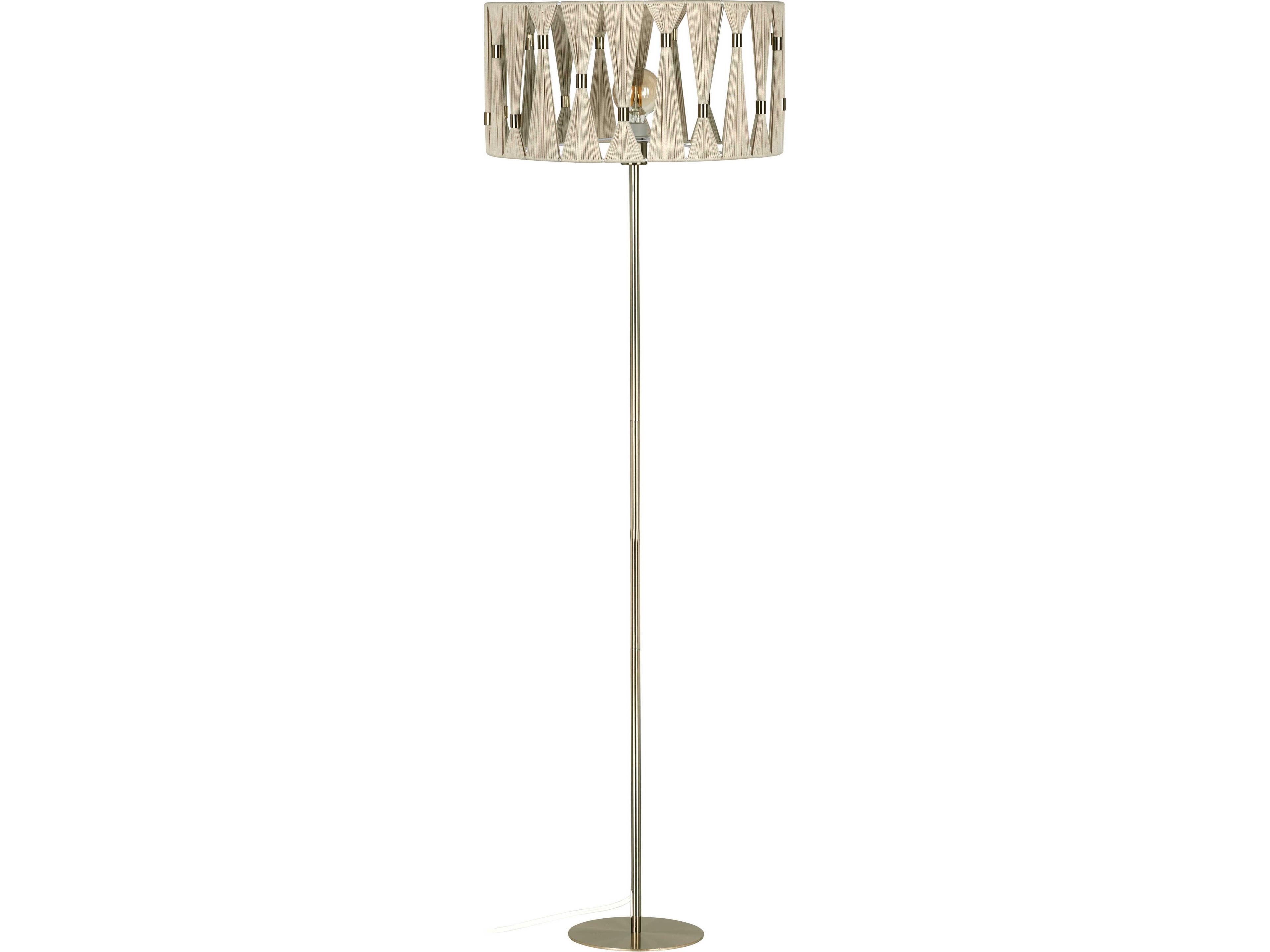 Eglo Macclenny Brushed Brass Beige Textile Thread Floor Lamp