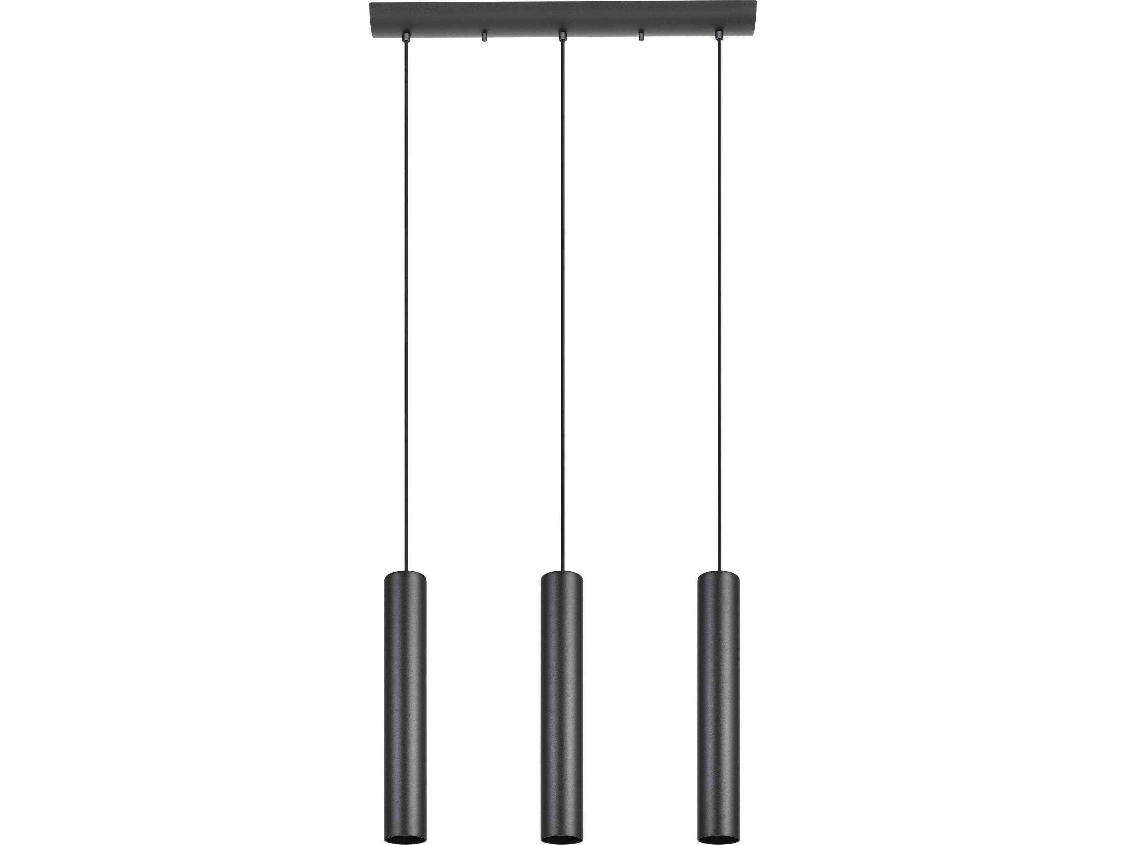 Tortoreto 3-Light Black Cylinder Island Pendant