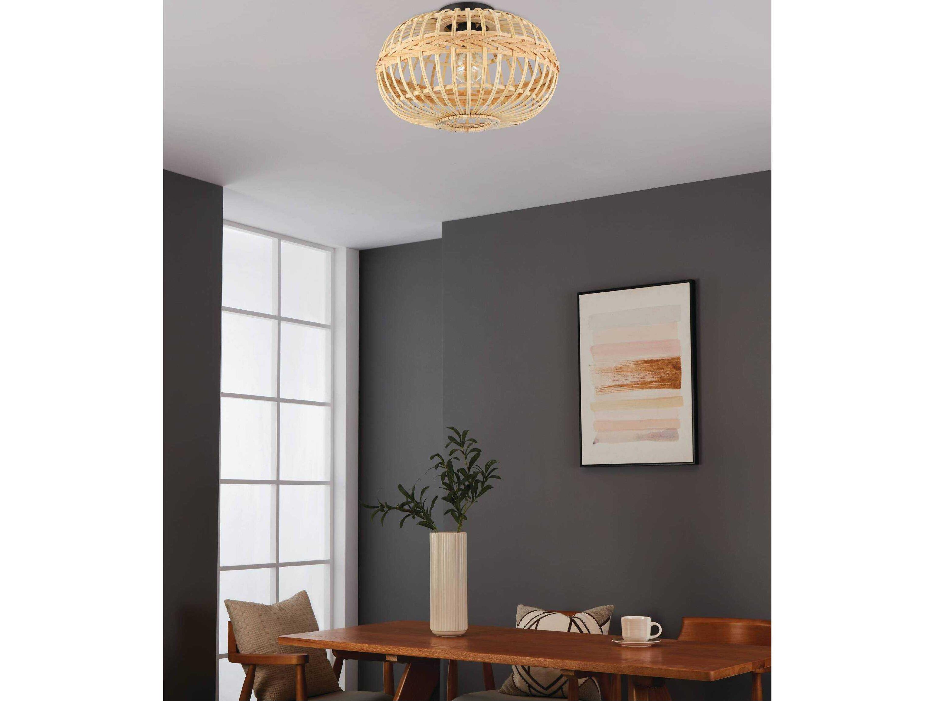 Eglo Amsfield 1-Light Black Brown Flush Mount