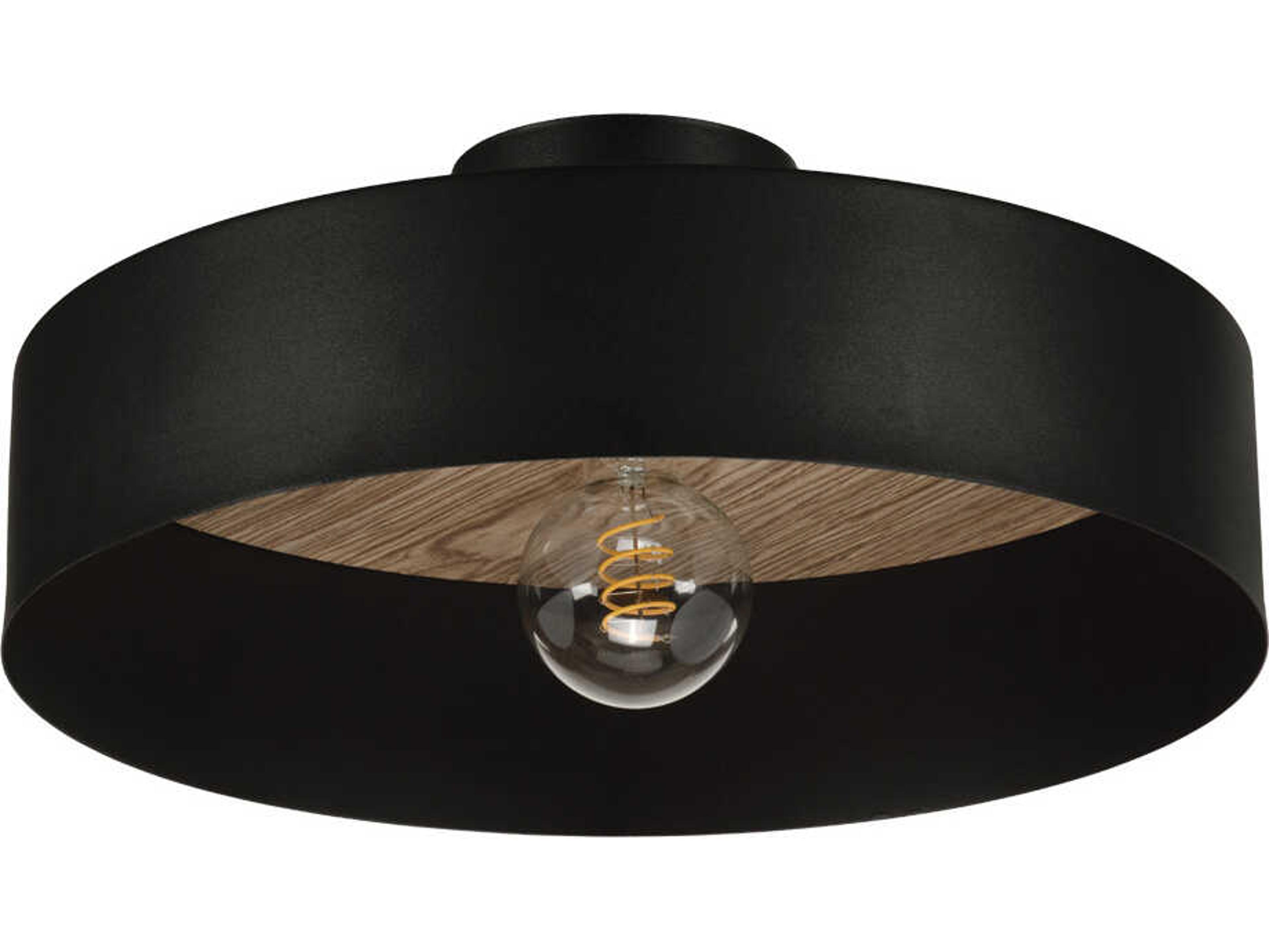 Eglo Duaia 1-Light Black Round Semi Flush Mount