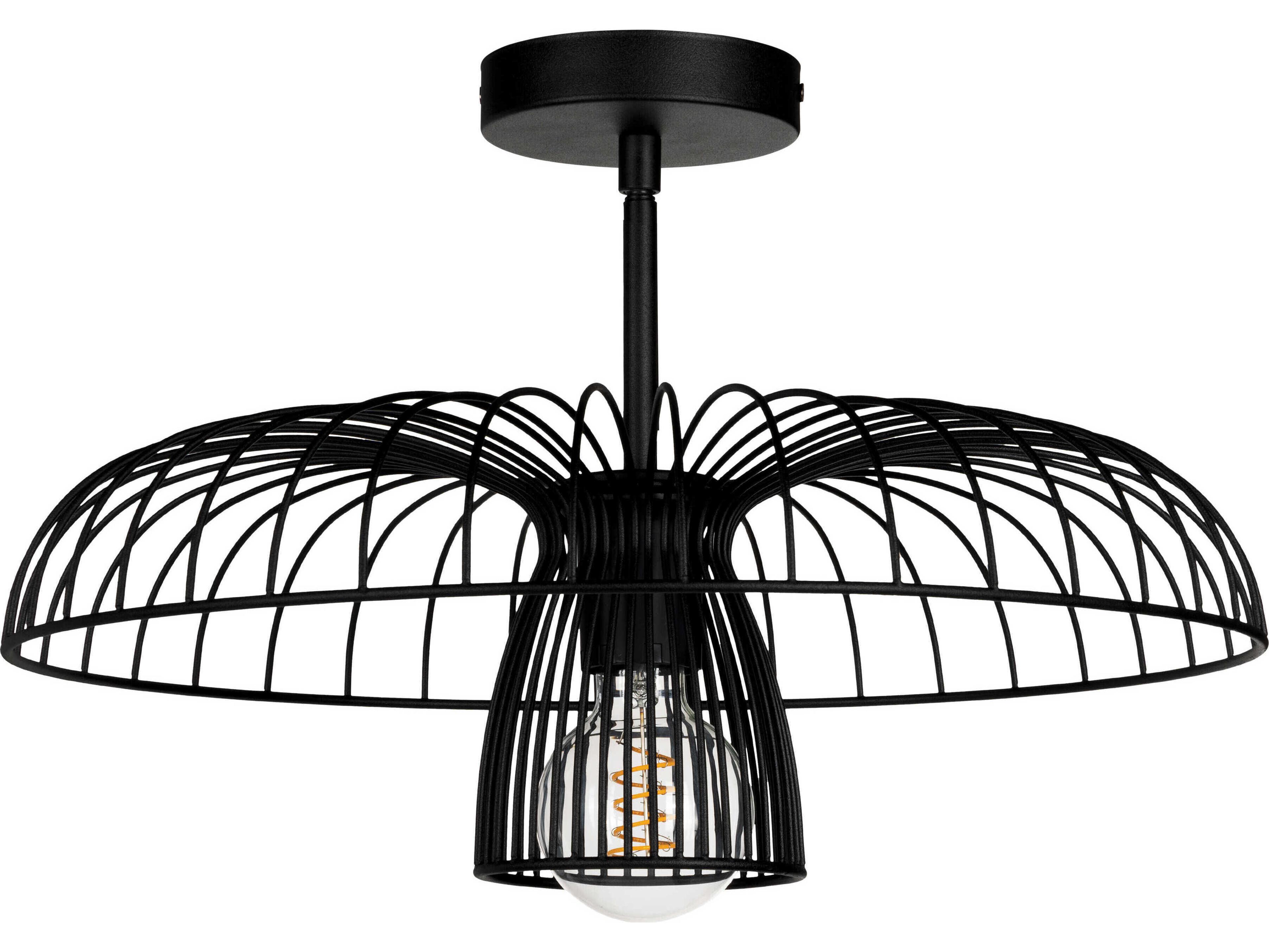 Eglo Champerico 1-Light Black Semi Flush Mount