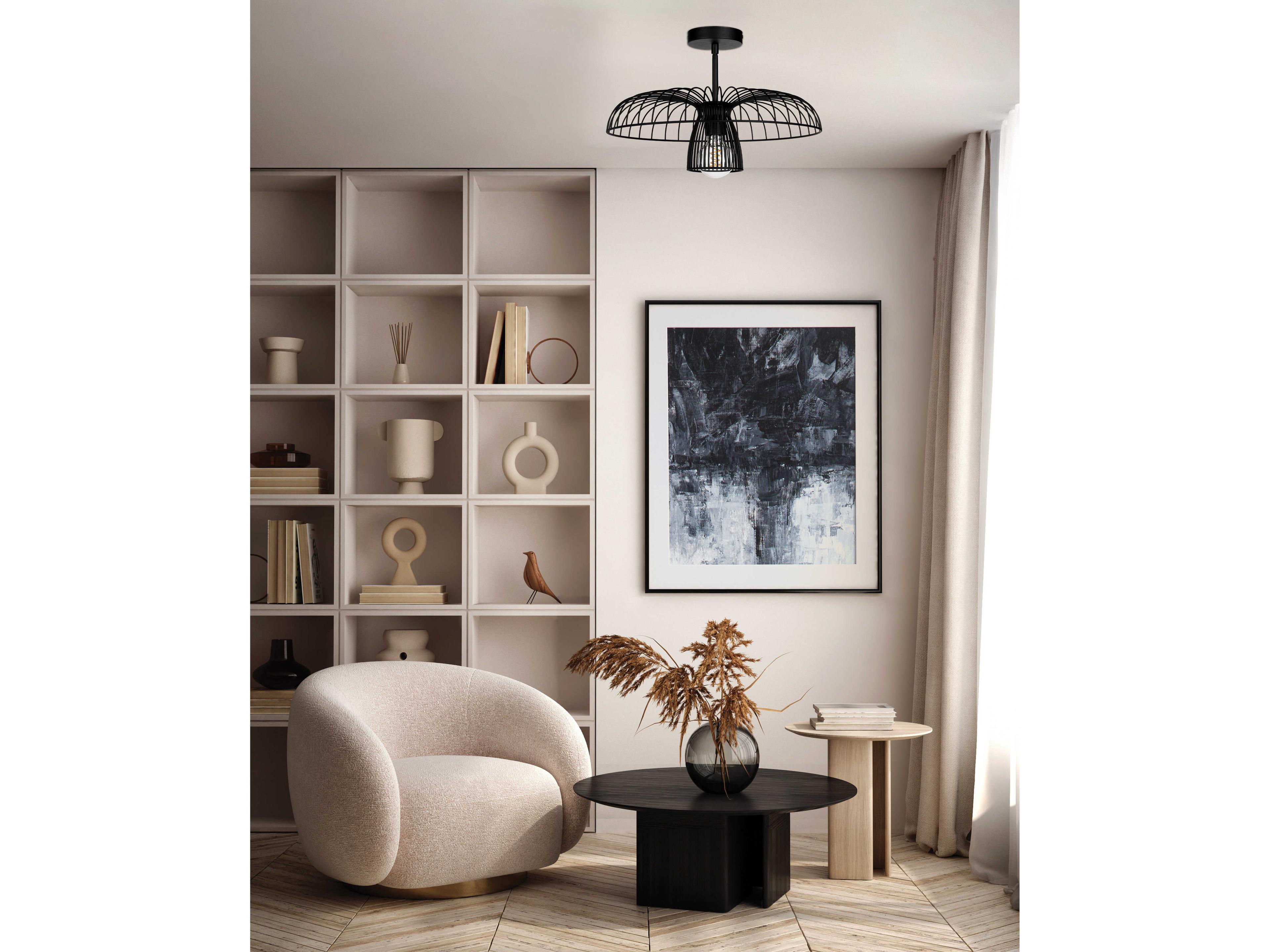 Eglo Champerico 1-Light Black Semi Flush Mount