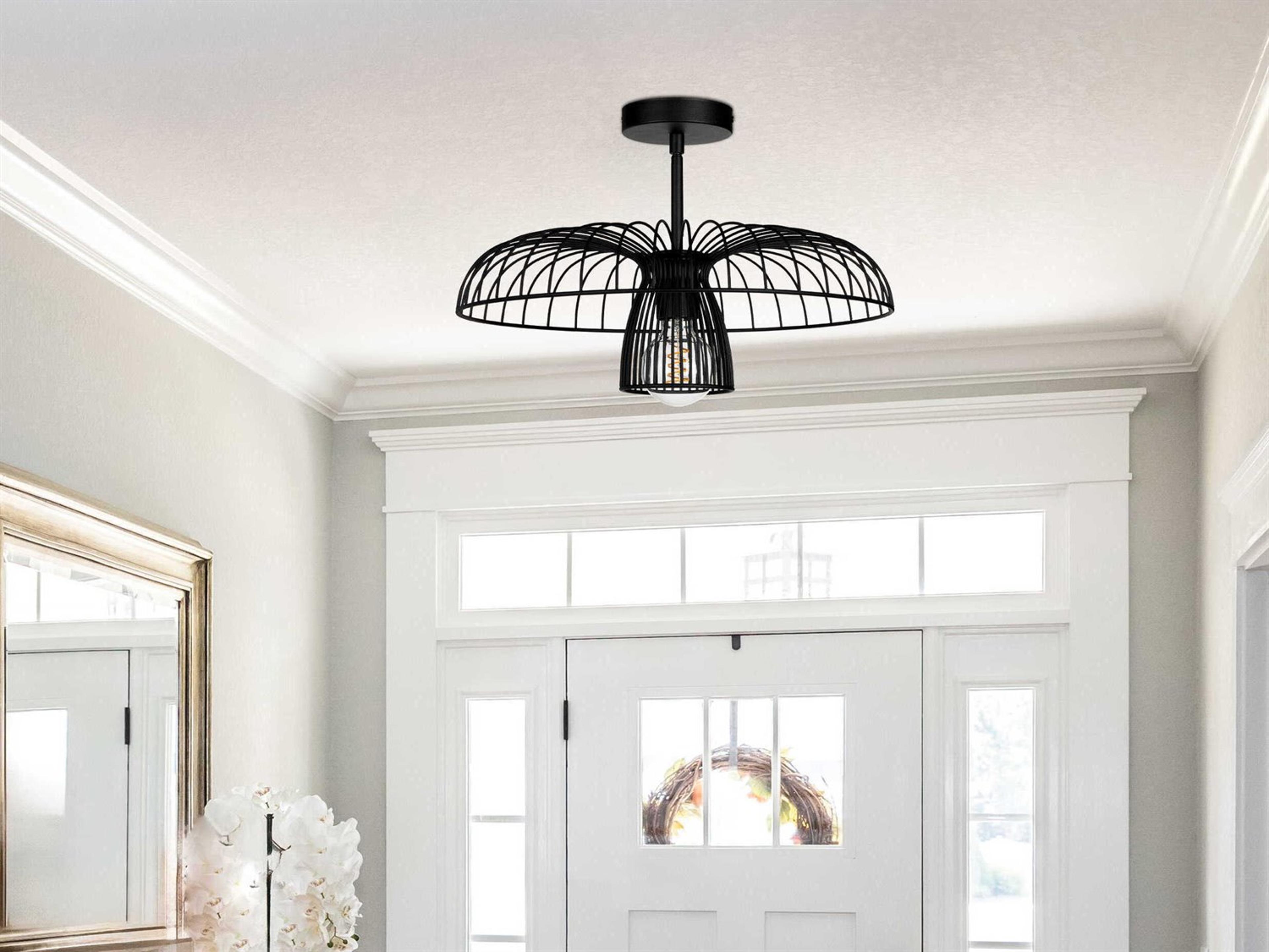 Eglo Champerico 1-Light Black Semi Flush Mount