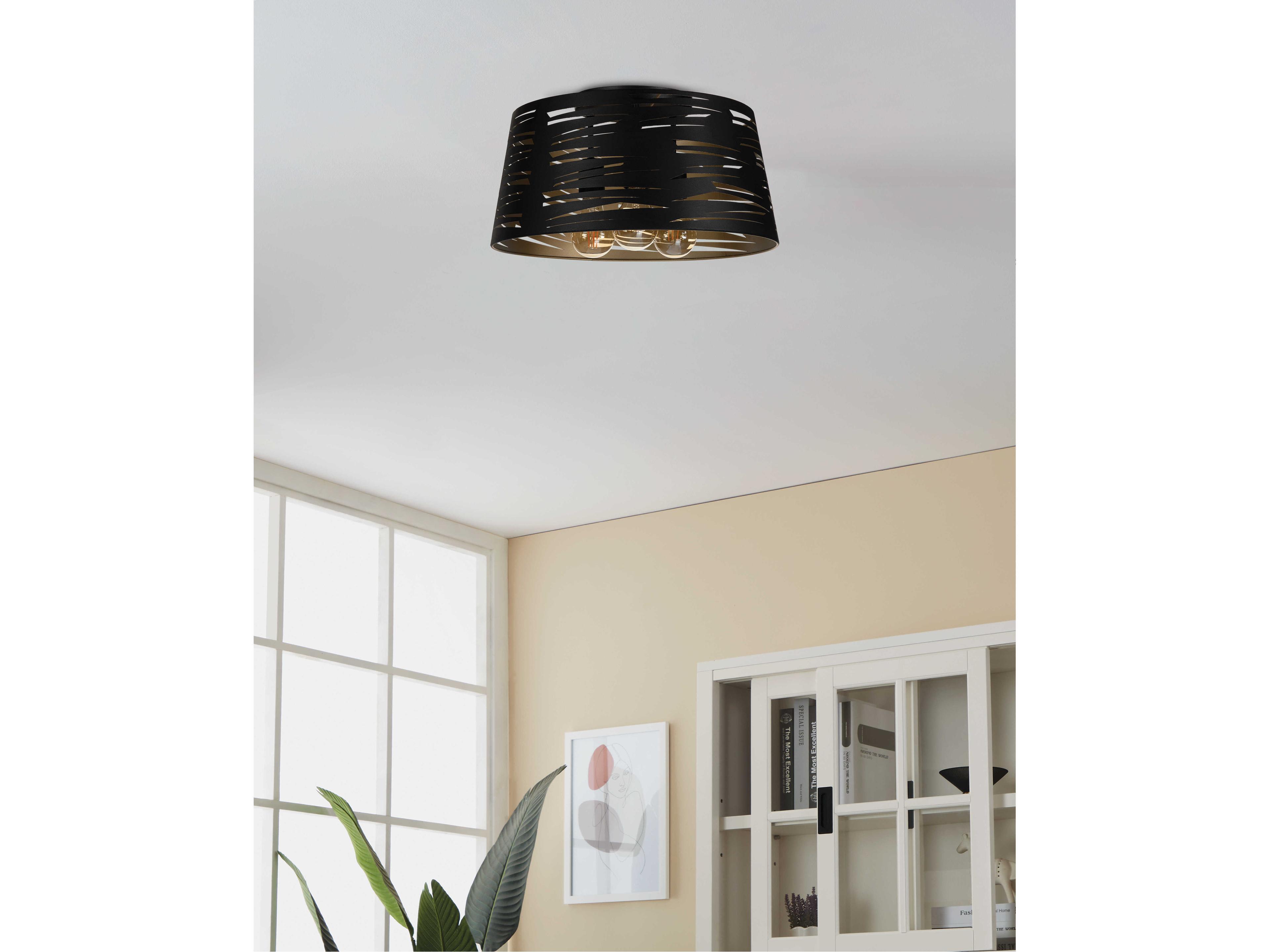 Eglo Akers Mill 3-Light Black Semi Flush Mount