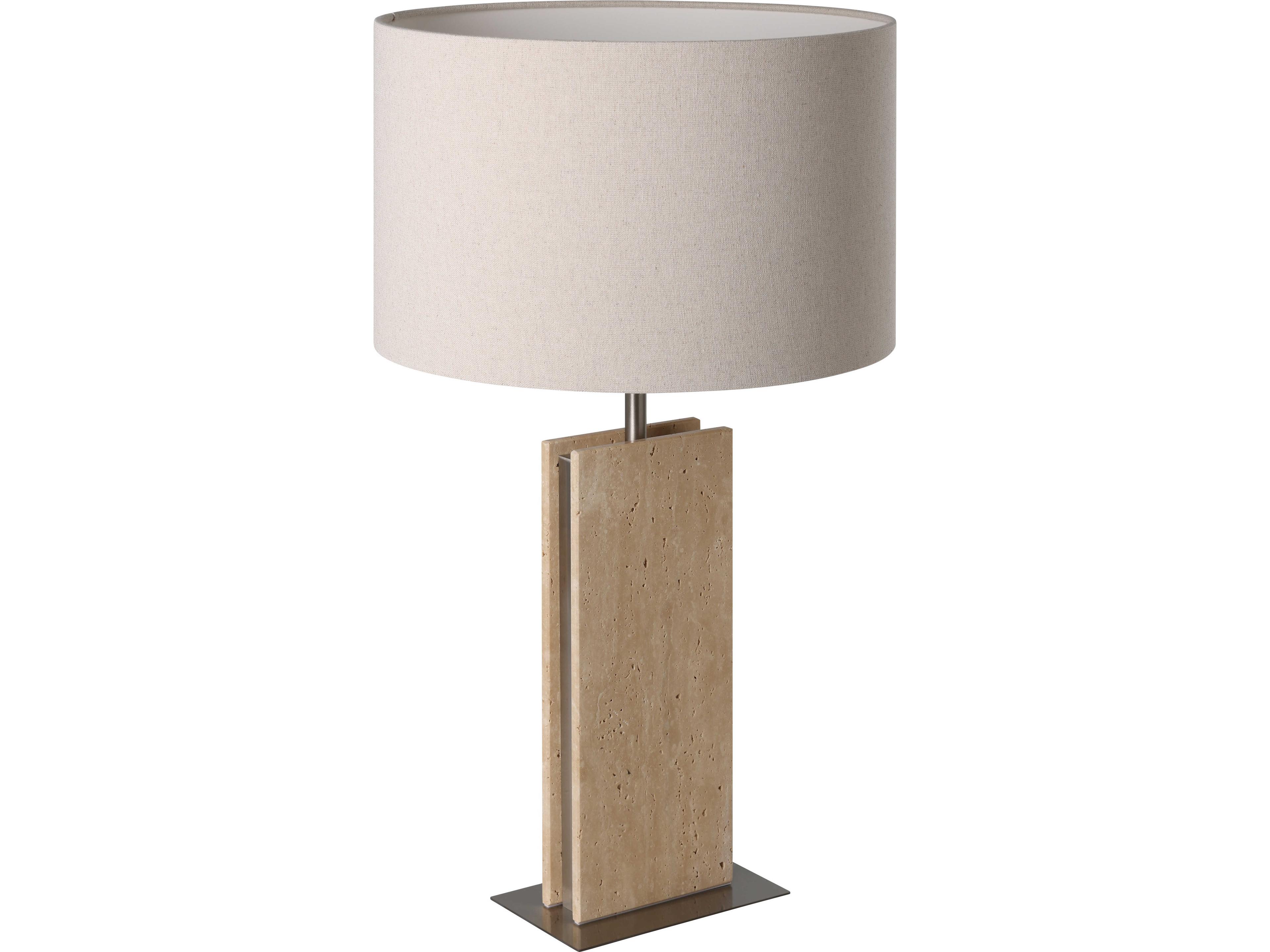 Belesar Travertine Natural Fabric Brown Buffet Lamp