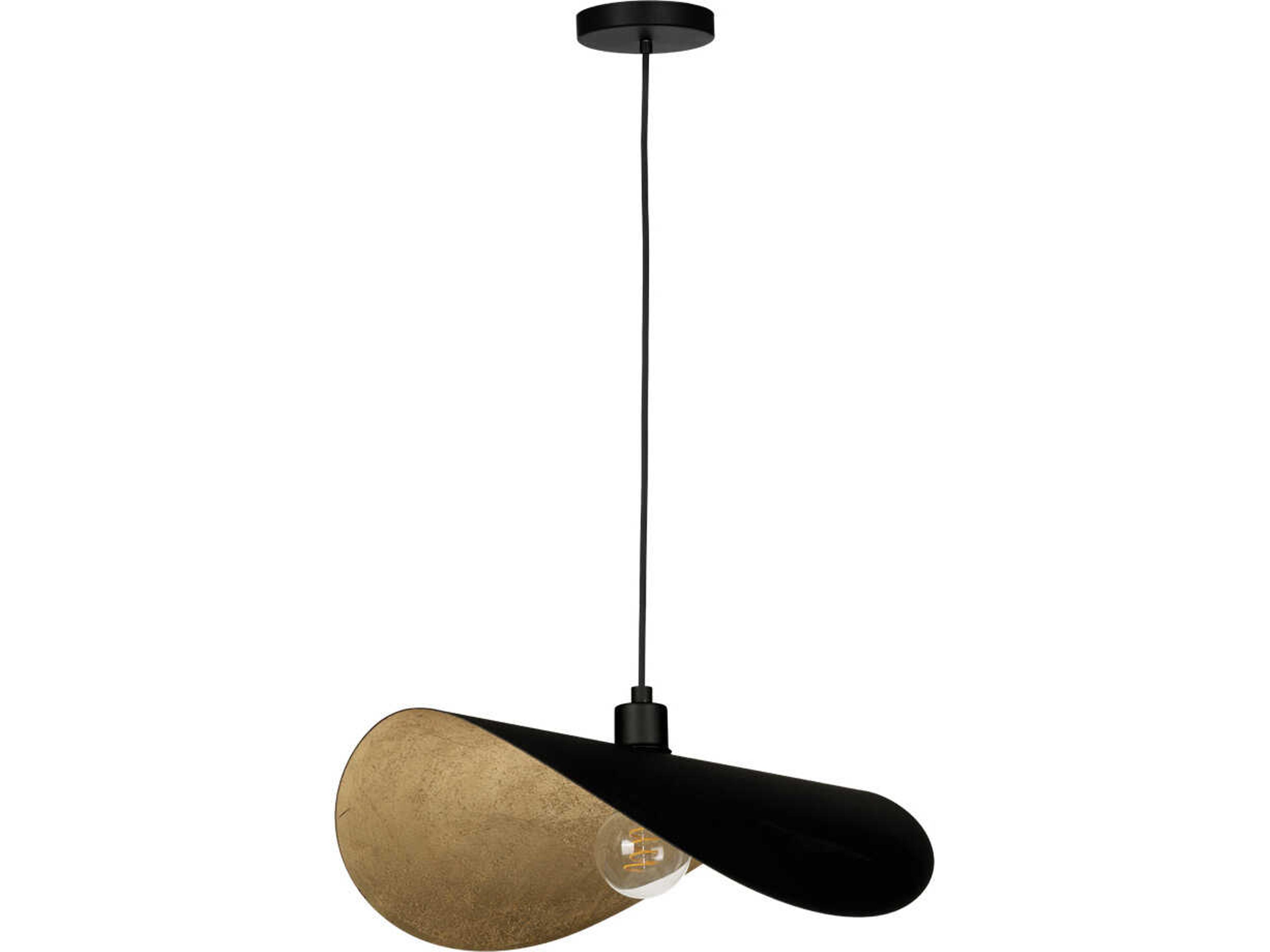 Saceda 1-Light Black Gold Leaf Pendant
