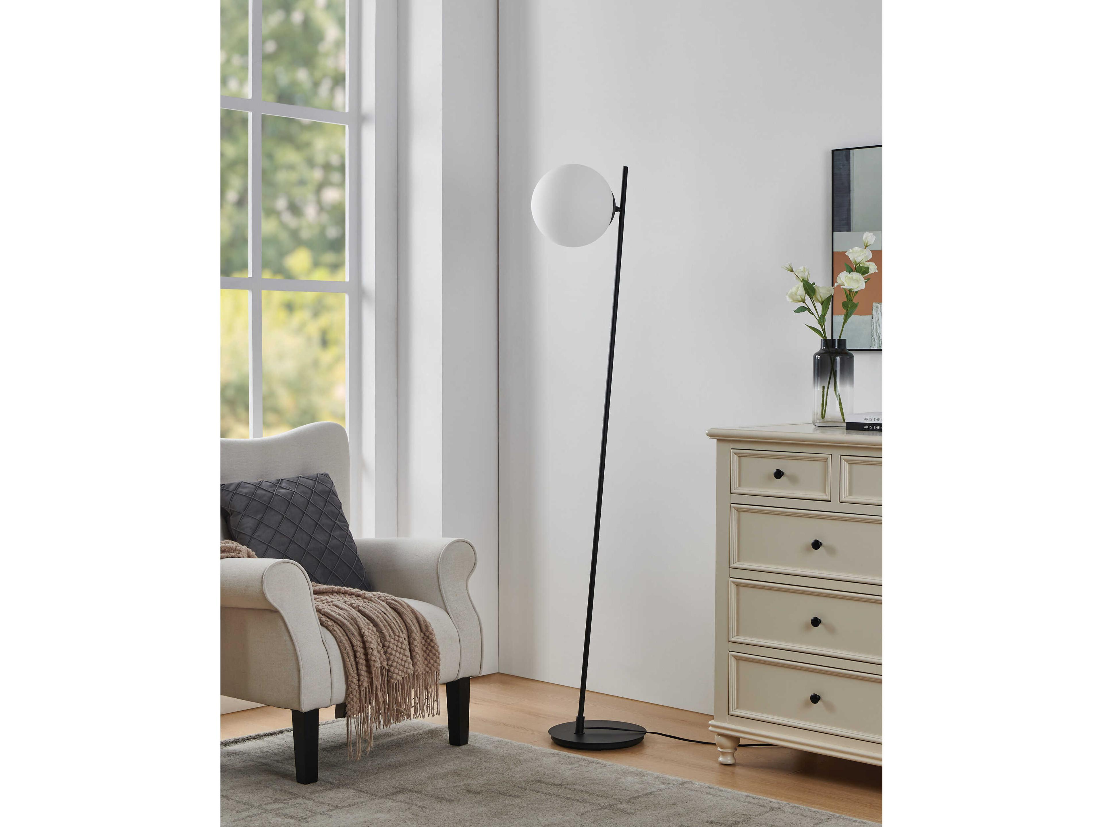 Eglo Rondo Black White Glass Floor Lamp