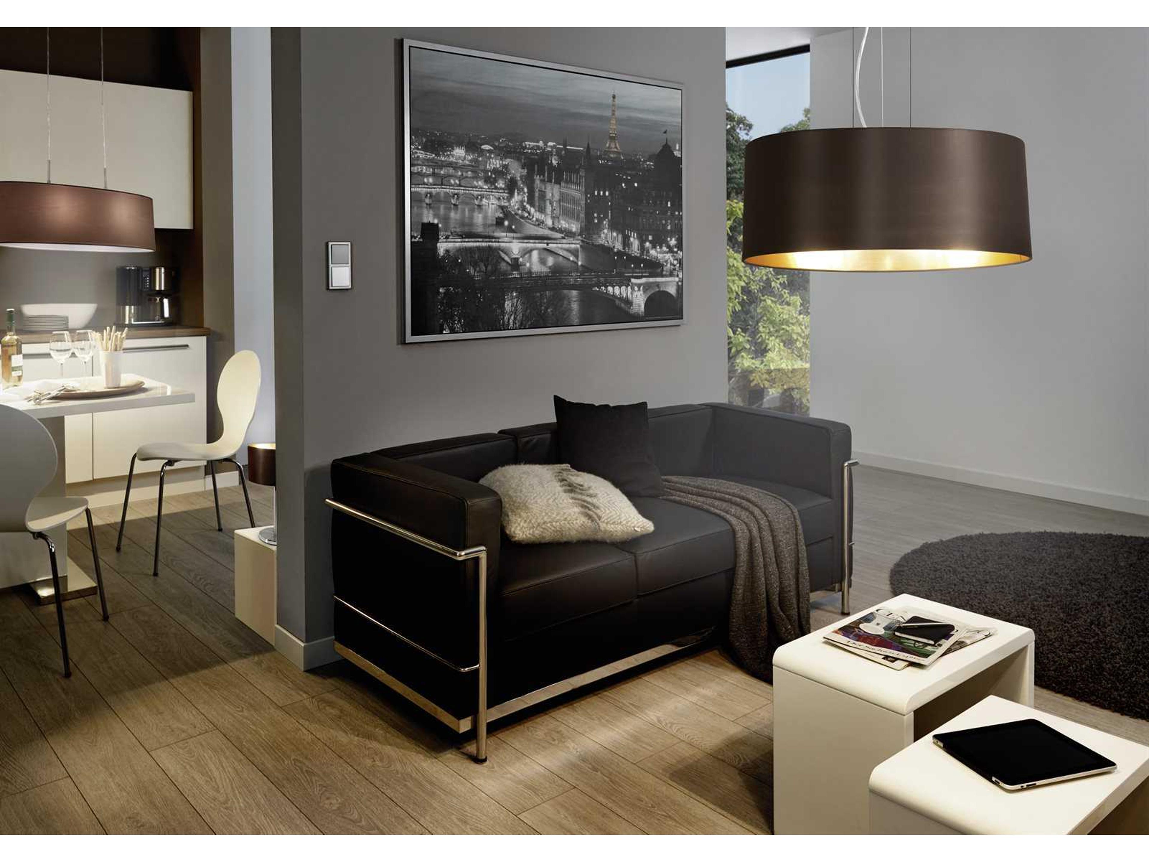 Eglo Maserlo 3-Light Satin Nickel Drum Pendant