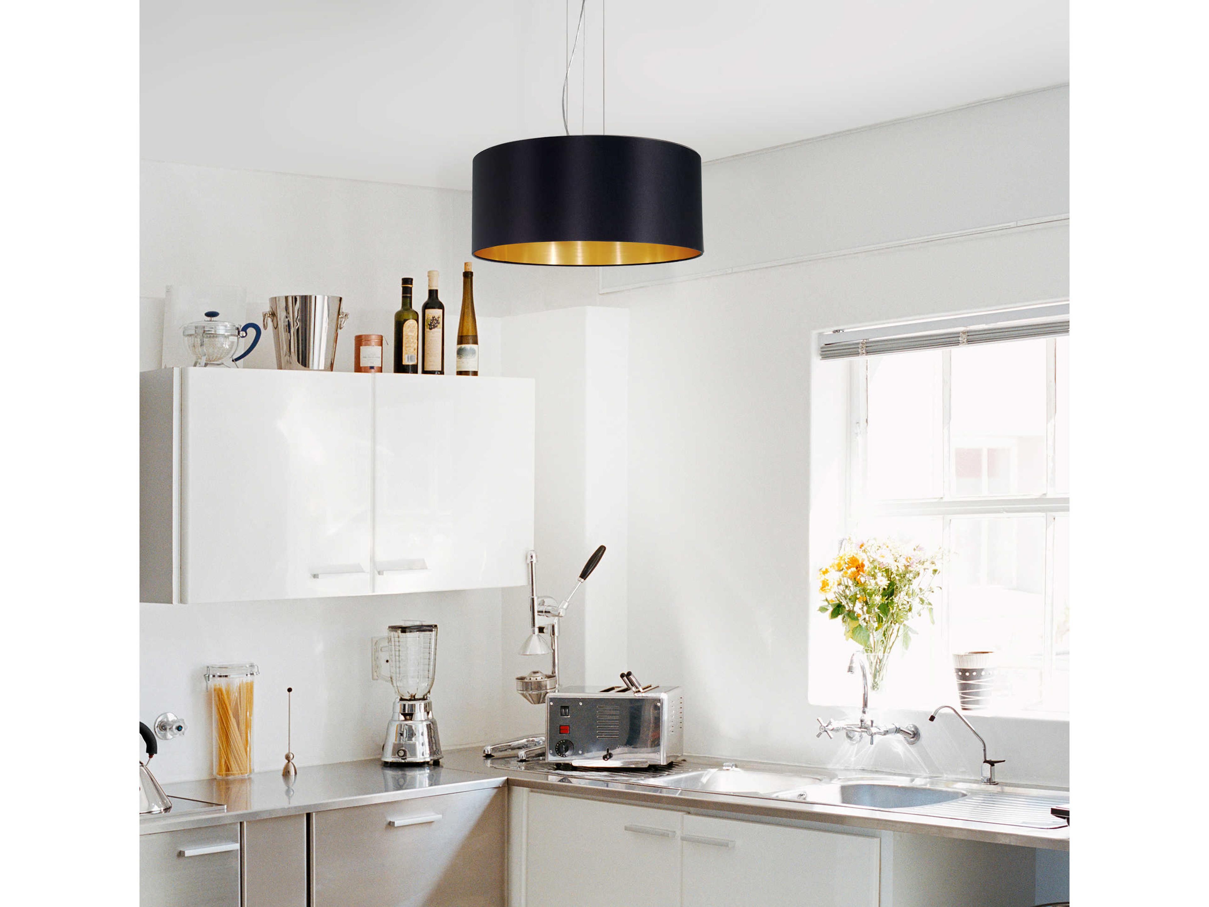 Eglo Maserlo 3-Light Satin Nickel Drum Pendant