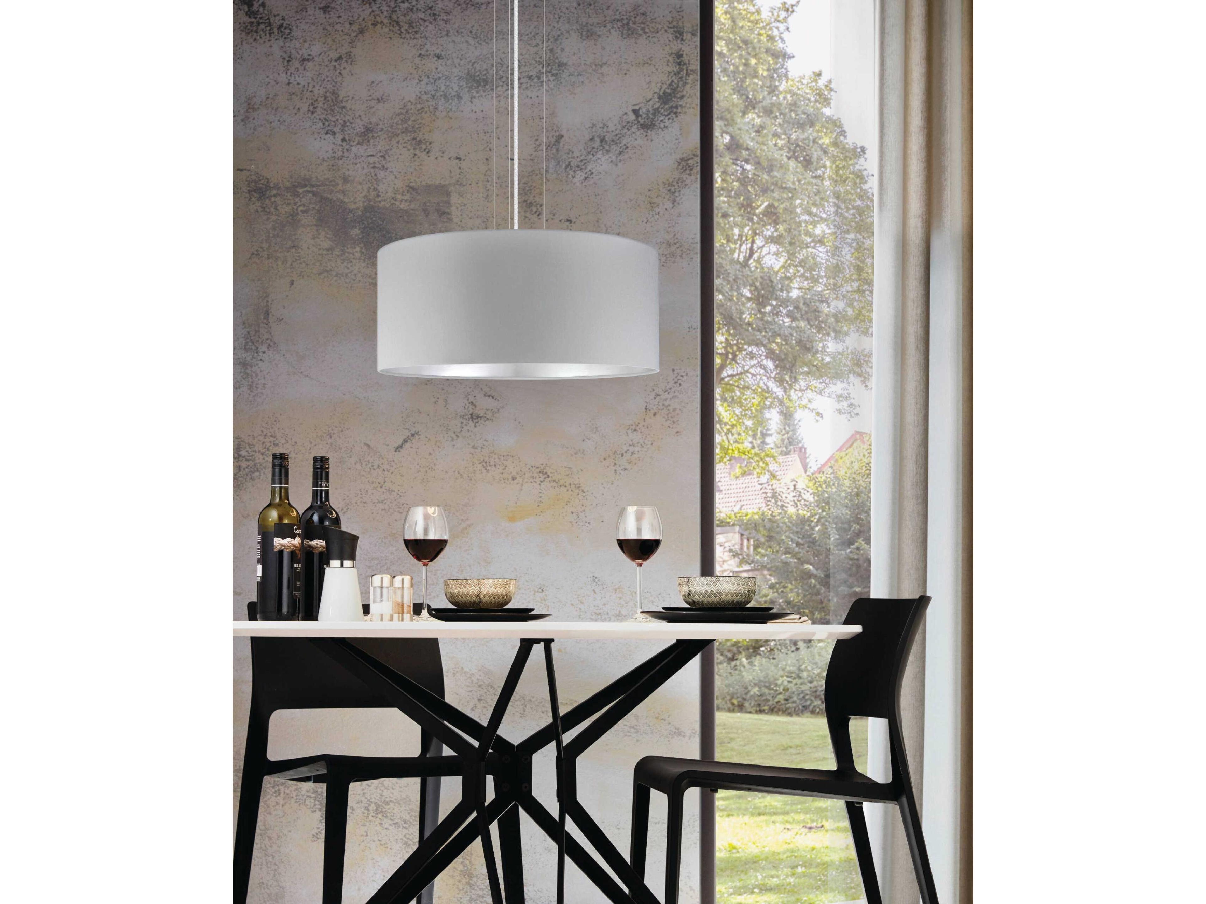 Eglo Maserlo 3-Light Satin Nickel Drum Pendant