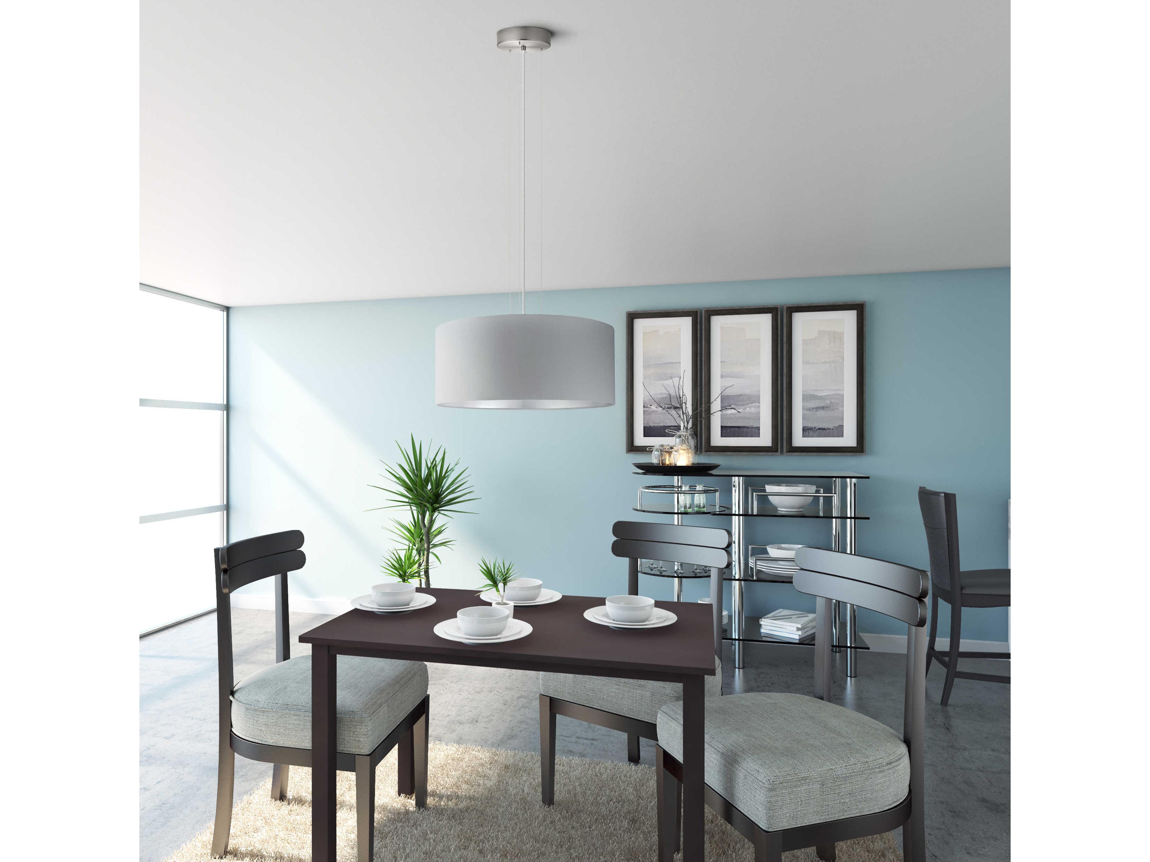 Eglo Maserlo 3-Light Satin Nickel Drum Pendant