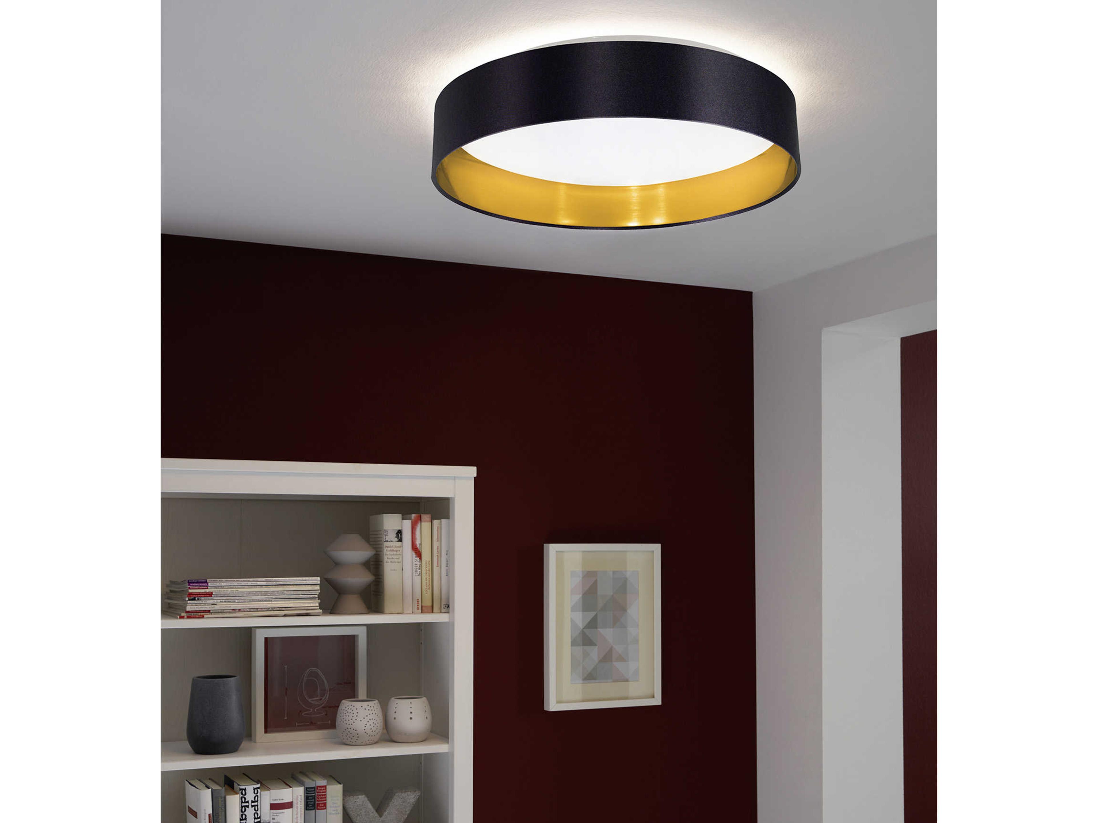 Eglo Maserlo 1-Light Black Gold Round Flush Mount