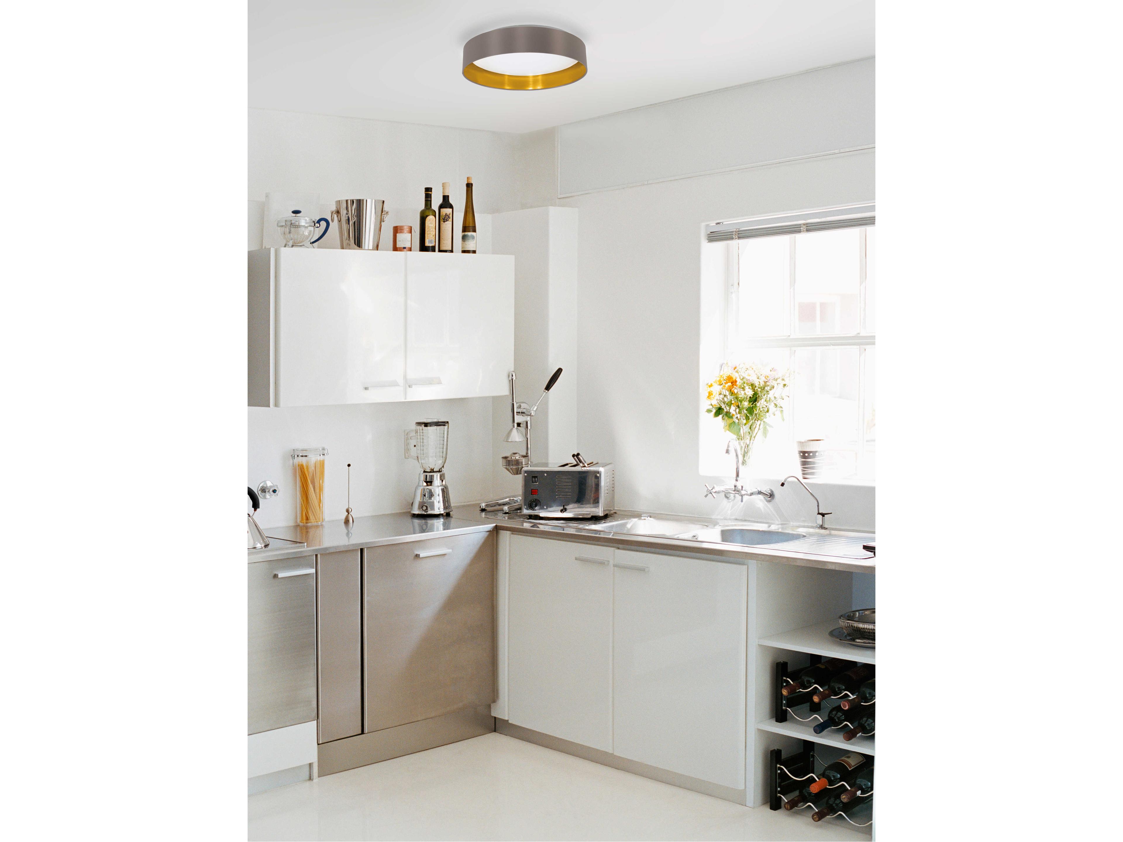 Eglo Maserlo 1-Light Satin Nickel Round Semi Flush Mount