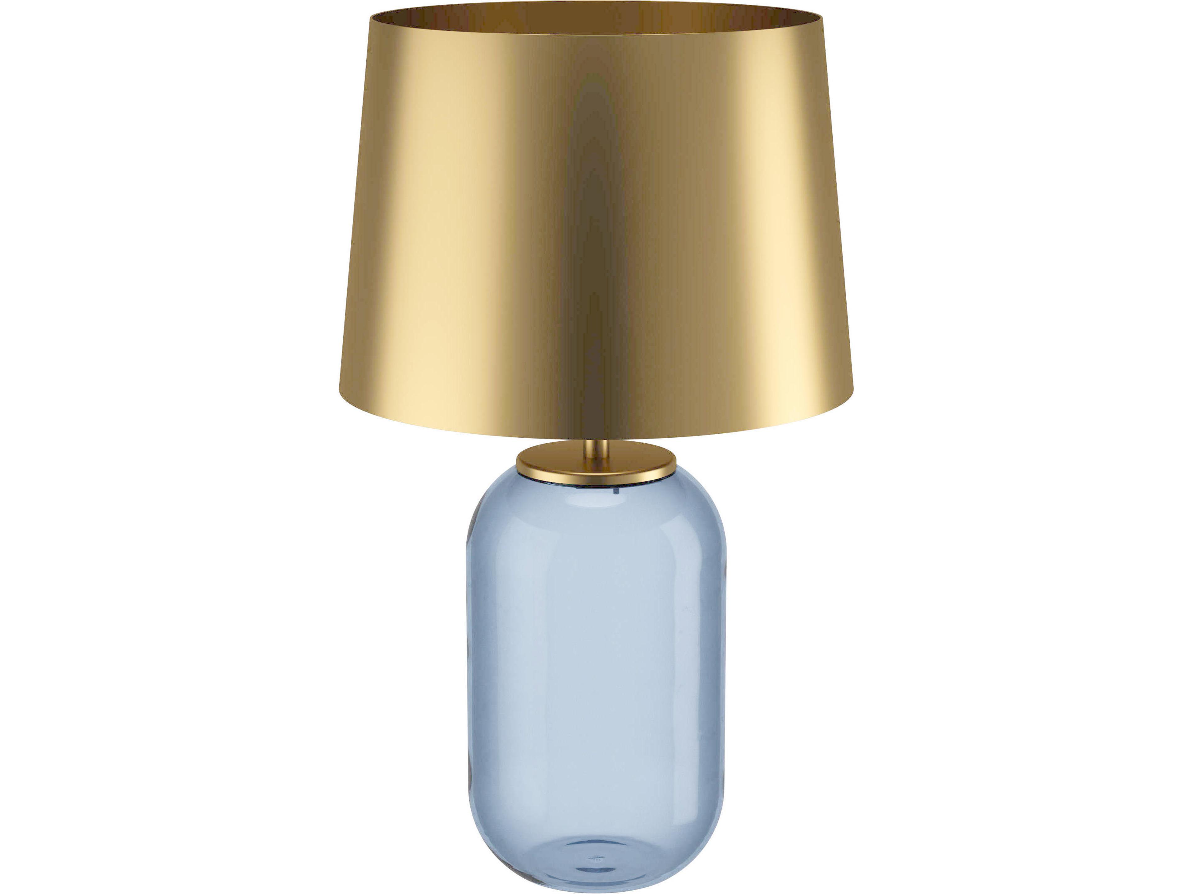 Cuite Transparent Indigo Brushed Gold Metal Blue Table Lamp