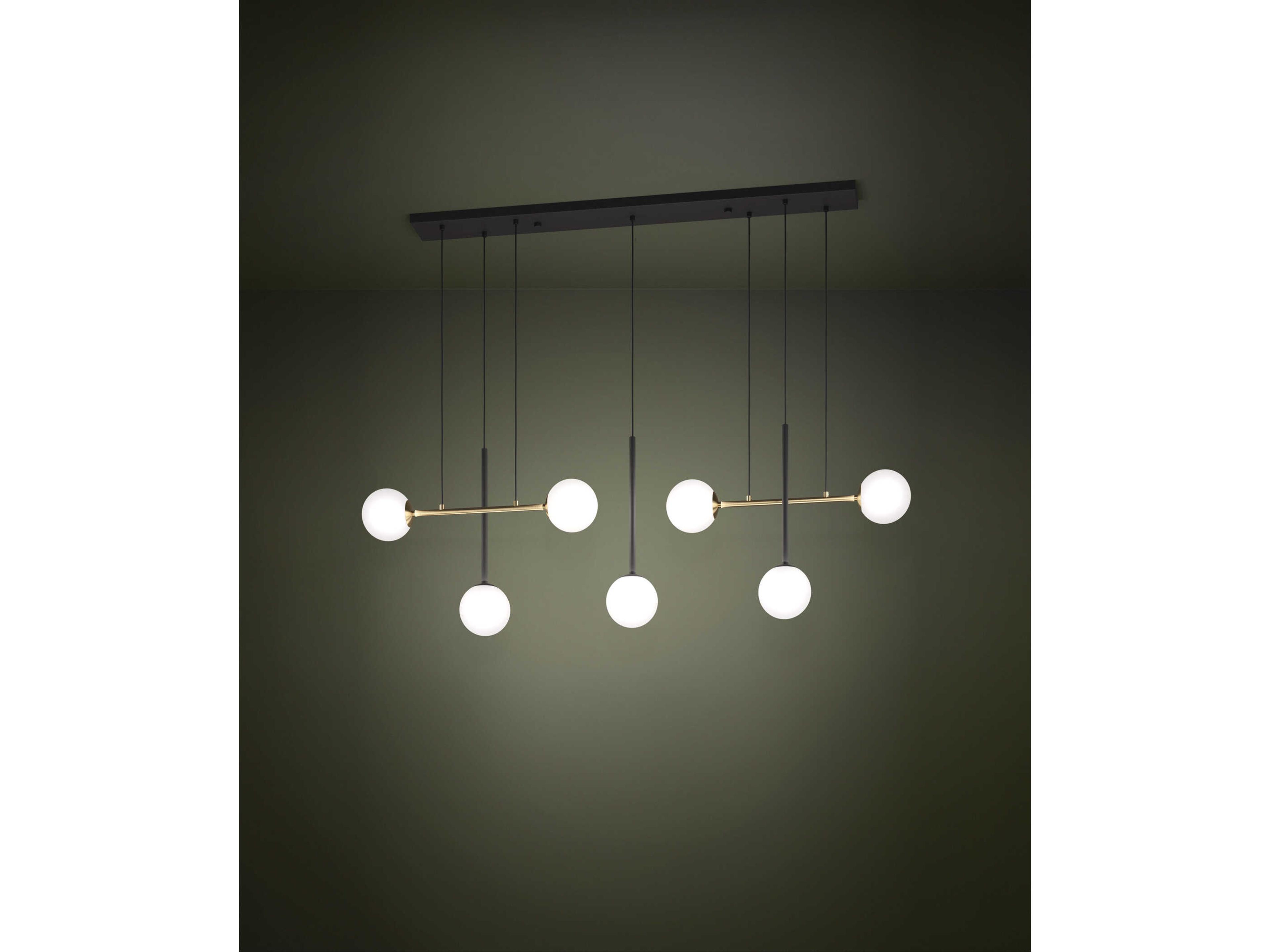 Eglo Paz 7-Light Black Brushed Gold Globe Island Pendant