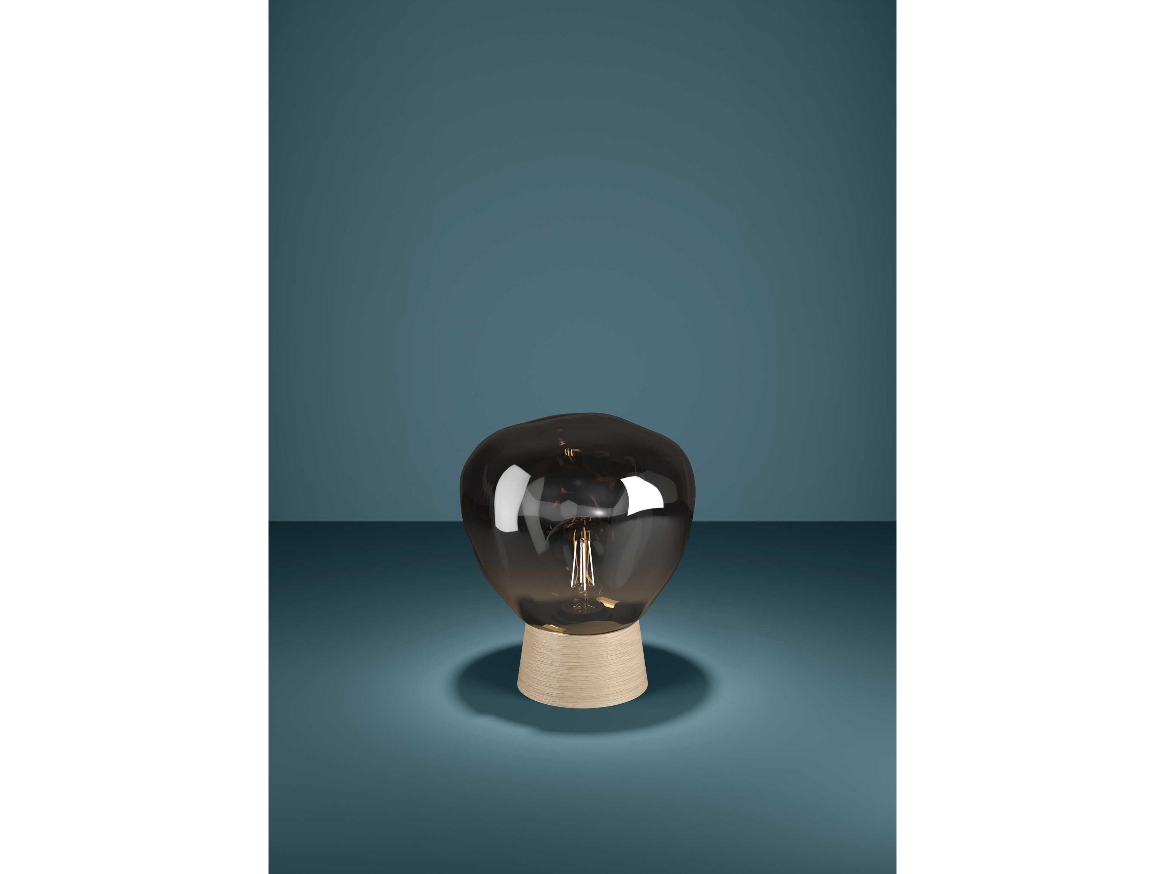 Eglo Magacela Black Light Wood Chrome Smoked Glass Table Lamp