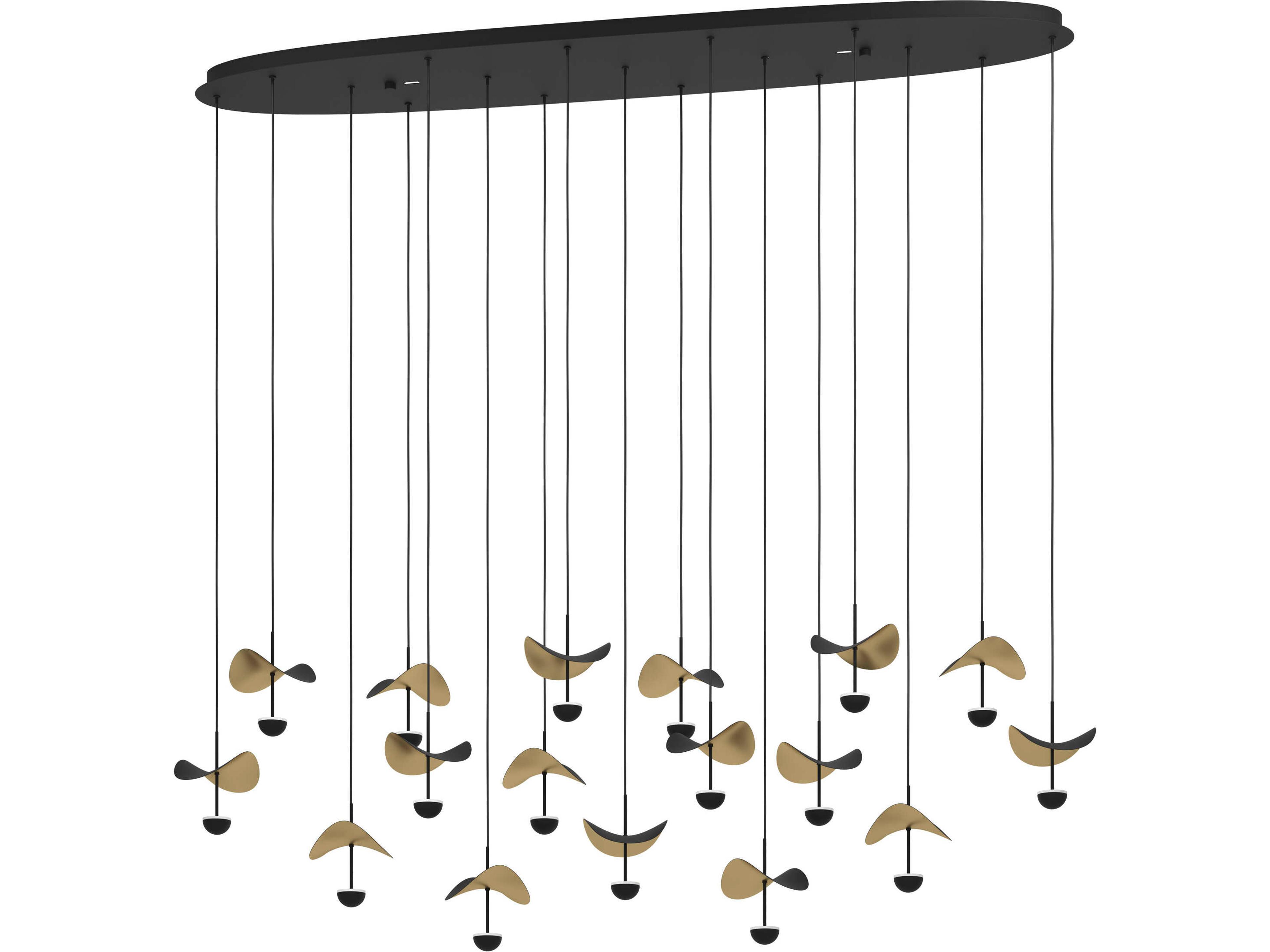 Eglo Dracera 17-Light Black Gold Leaf Island Pendant