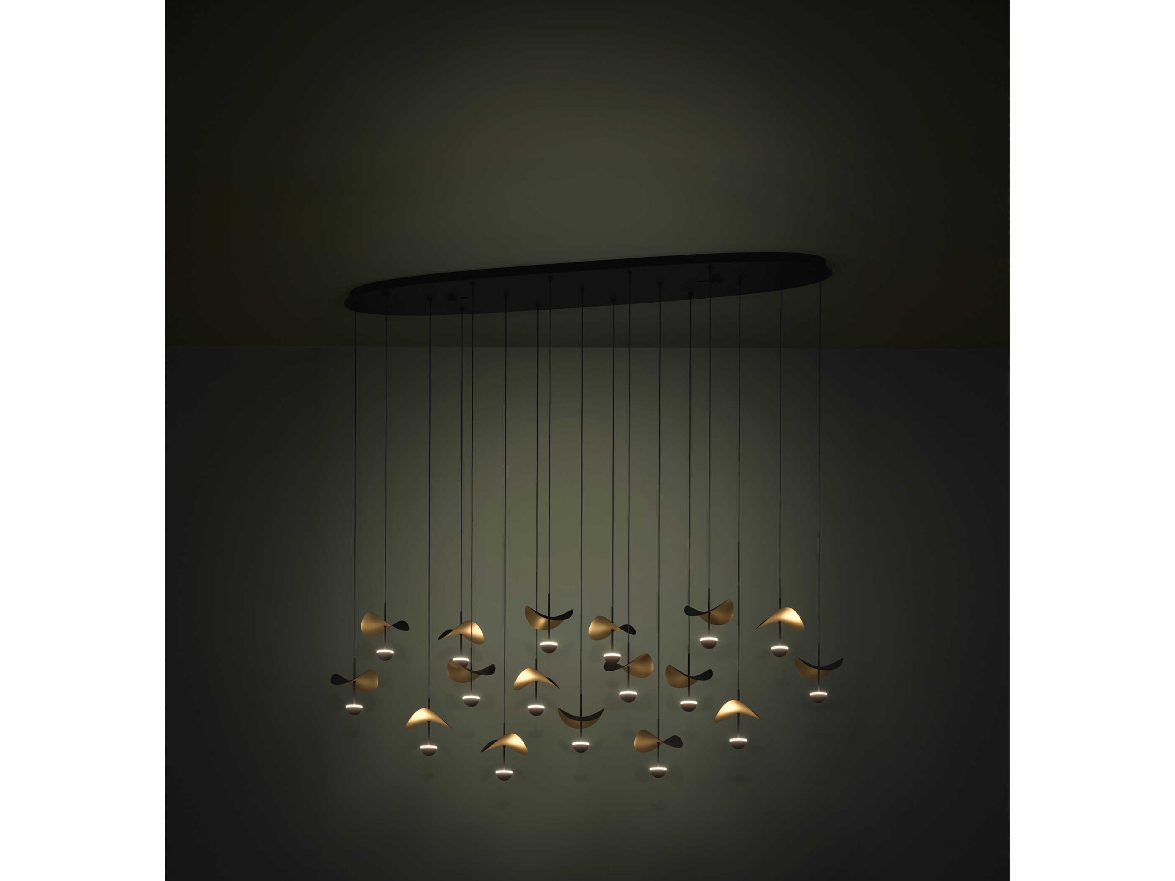 Eglo Dracera 17-Light Black Gold Leaf Island Pendant