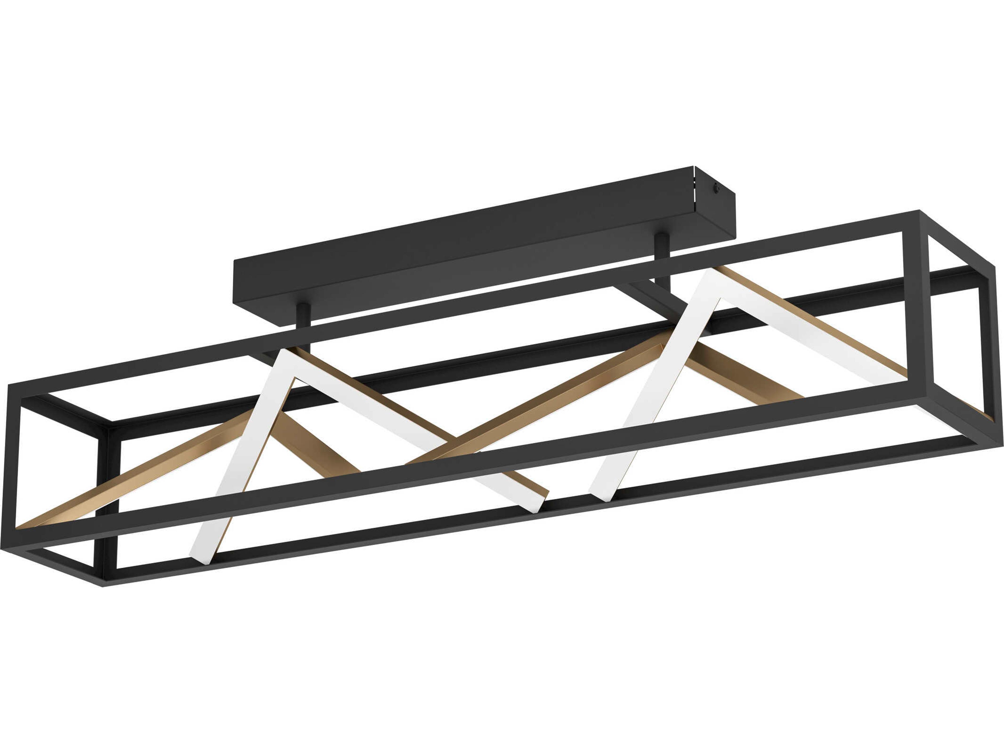 Penela 1-Light Black Gold Geometric Semi Flush Mount