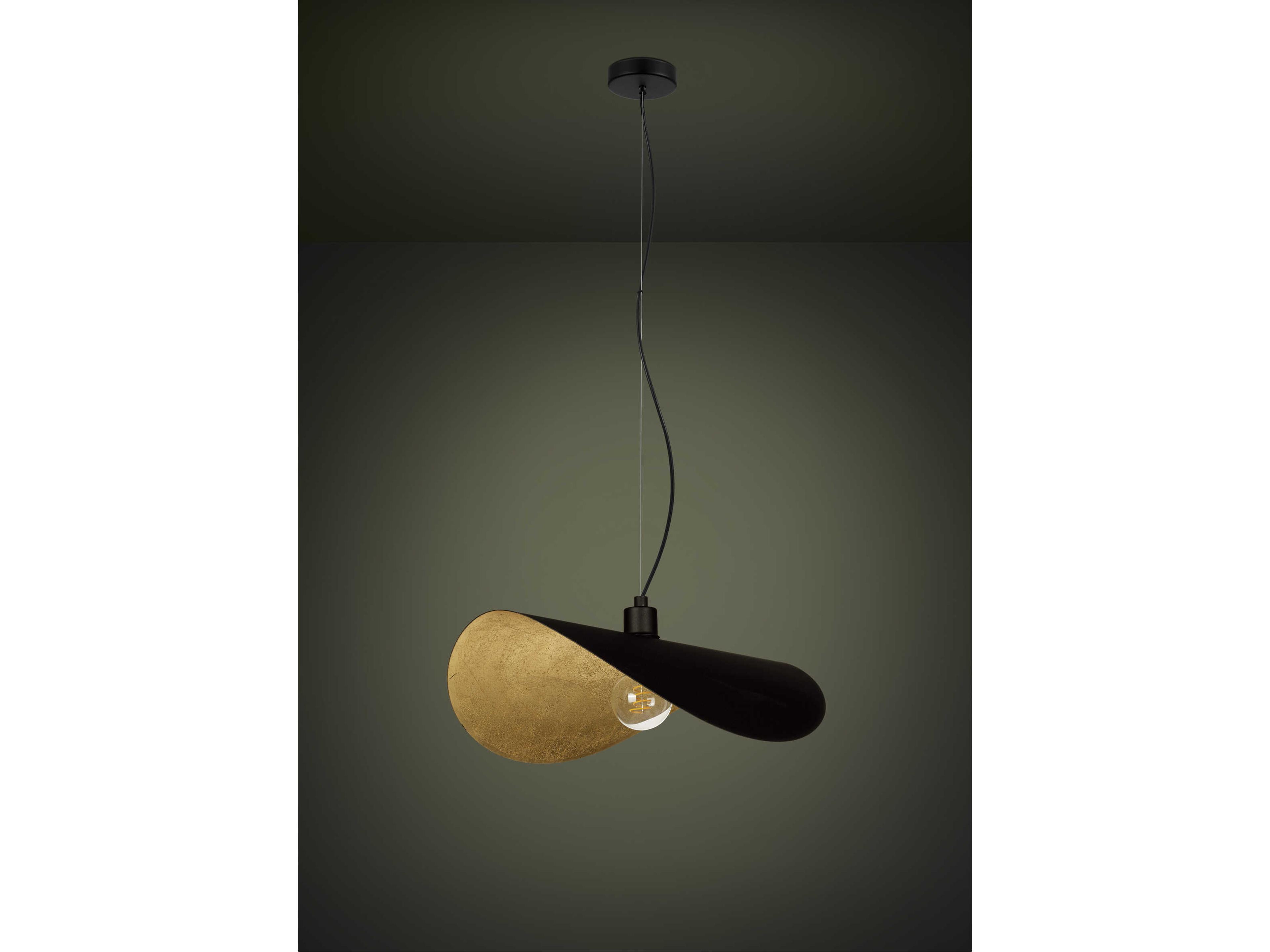 Eglo Saceda 1-Light Black Gold Leaf Pendant