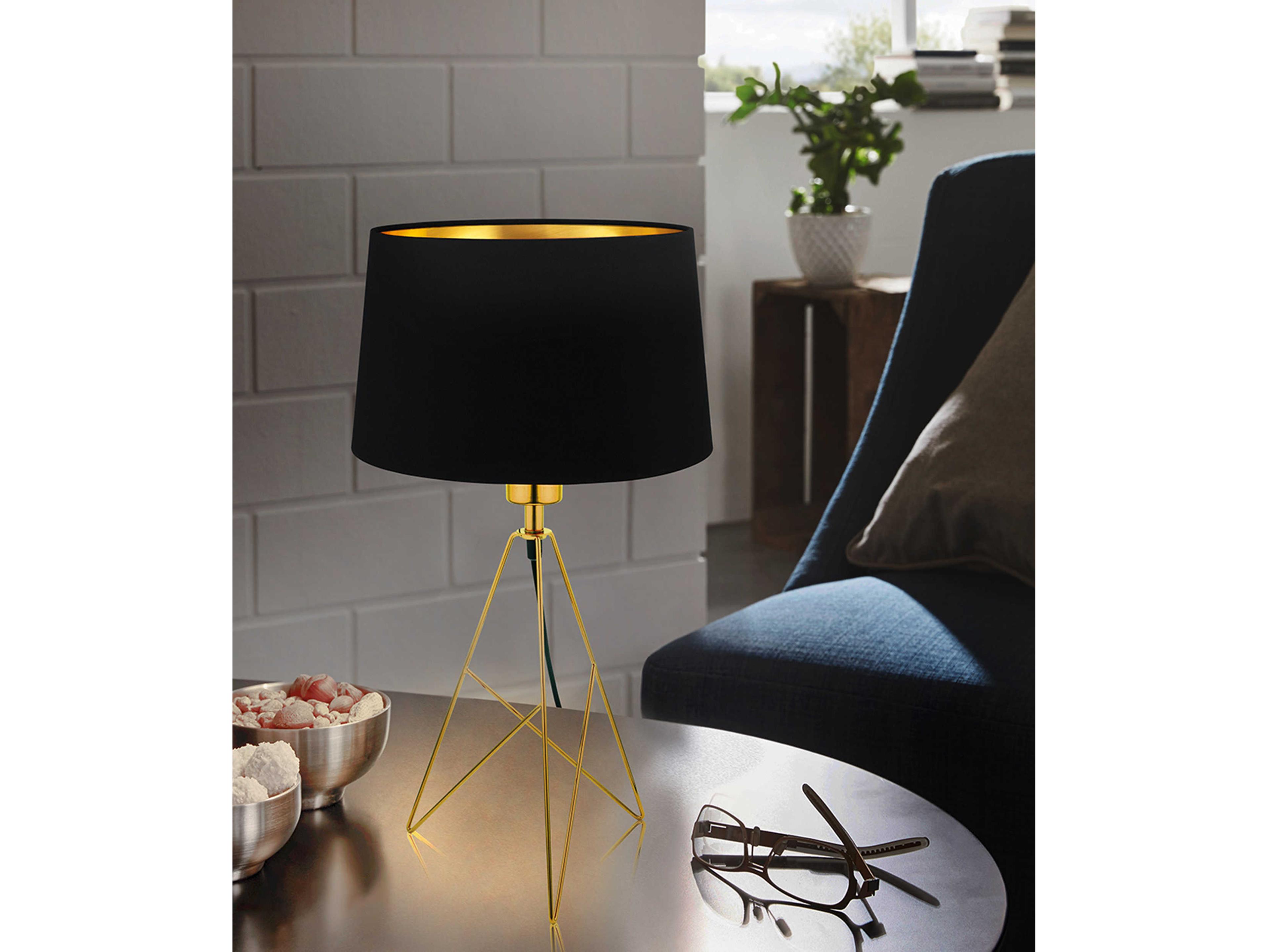 Eglo Camporale Gold Black Exterior Interior Fabric Table Lamp