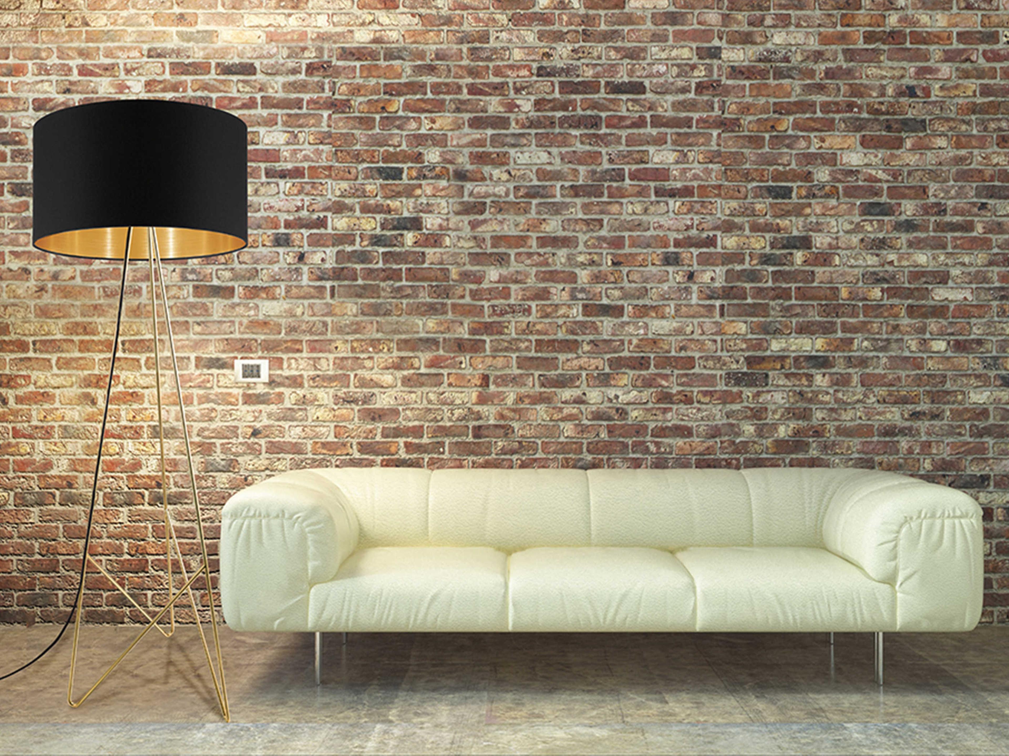 Eglo Camporale Gold Black Exterior Interior Fabric Floor Lamp