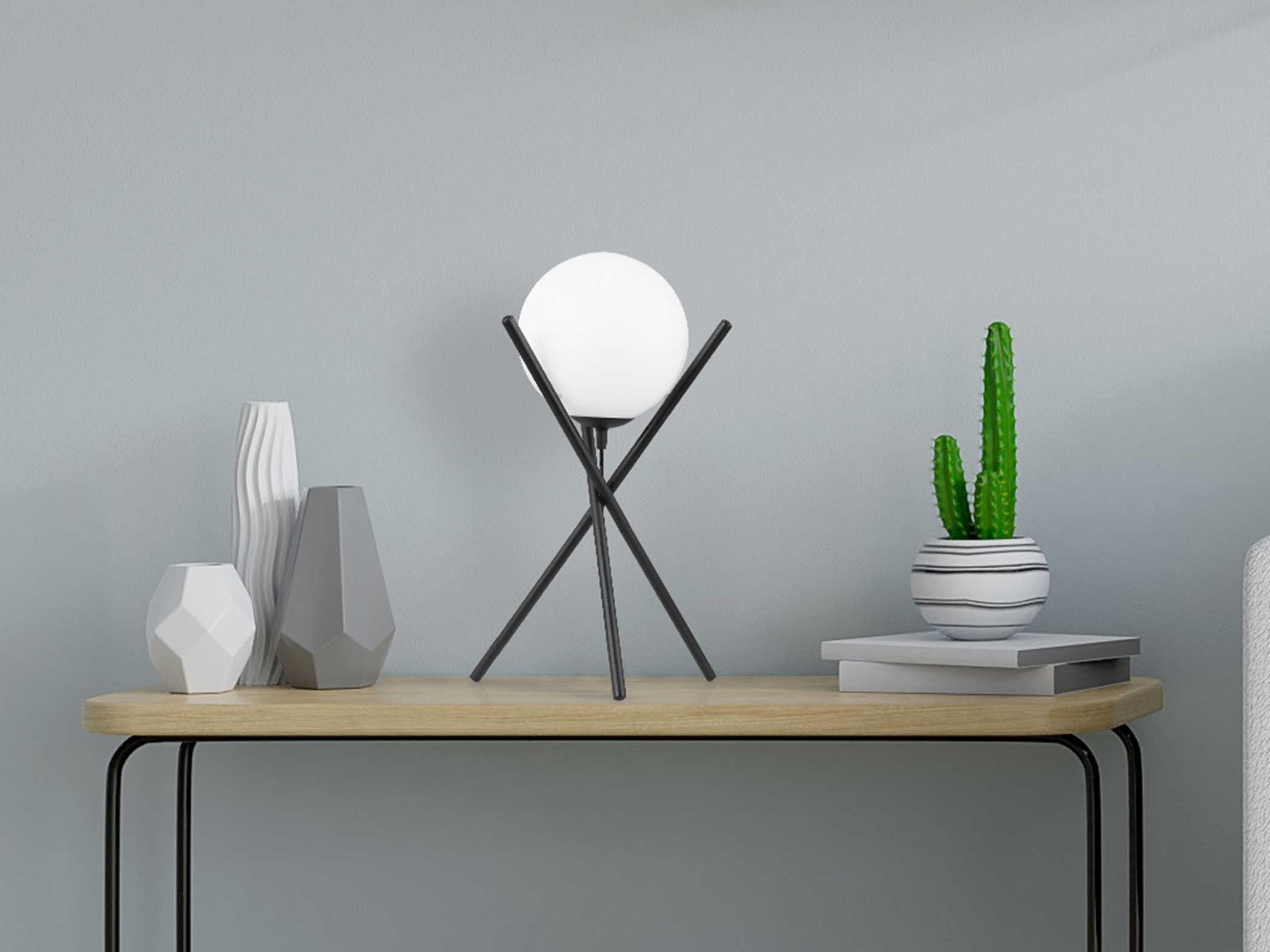 Eglo Salvezinas Matte Black White Glass Table Lamp