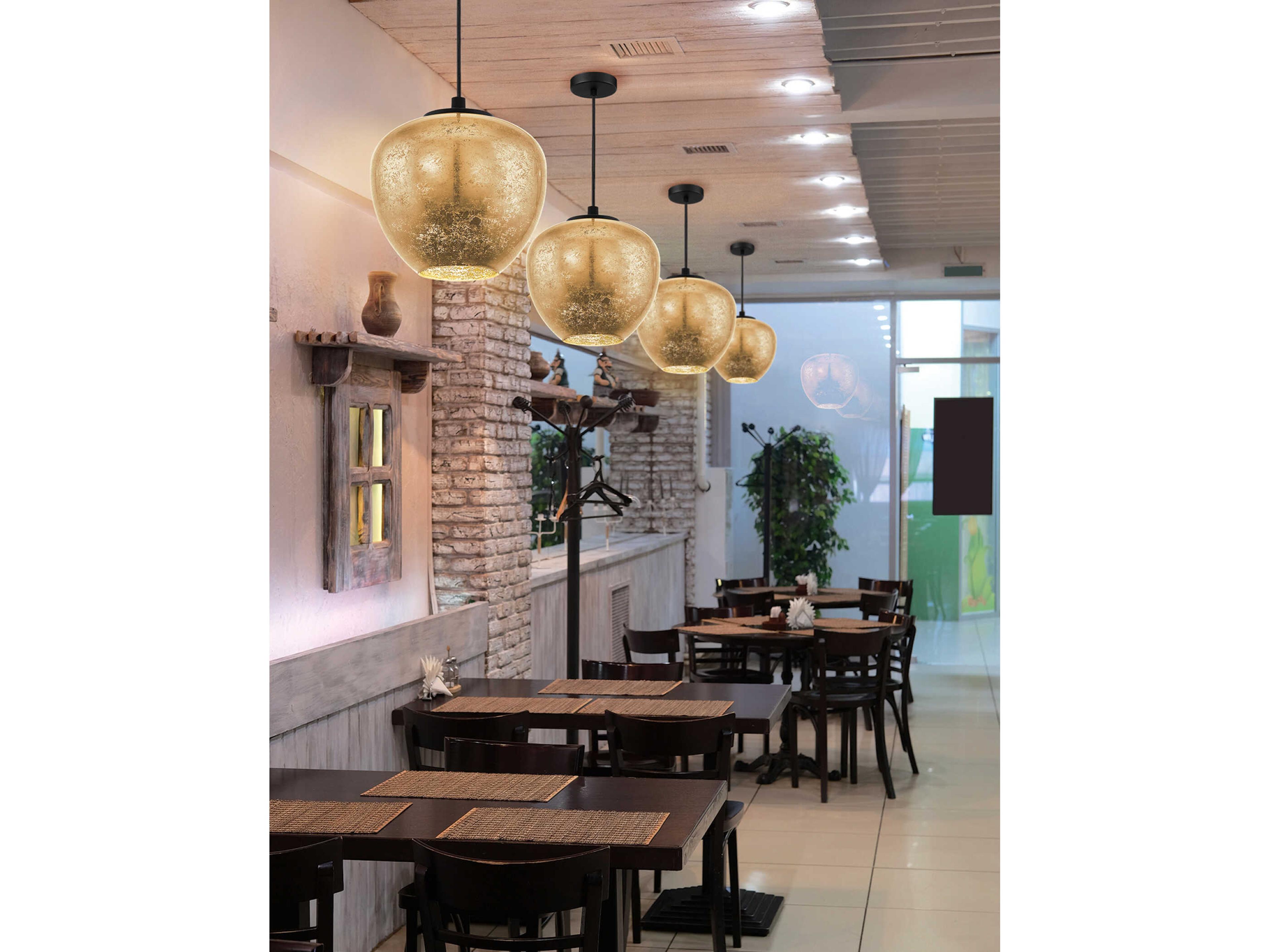 Eglo Priorat 1-Light Black Gold Mini Pendant