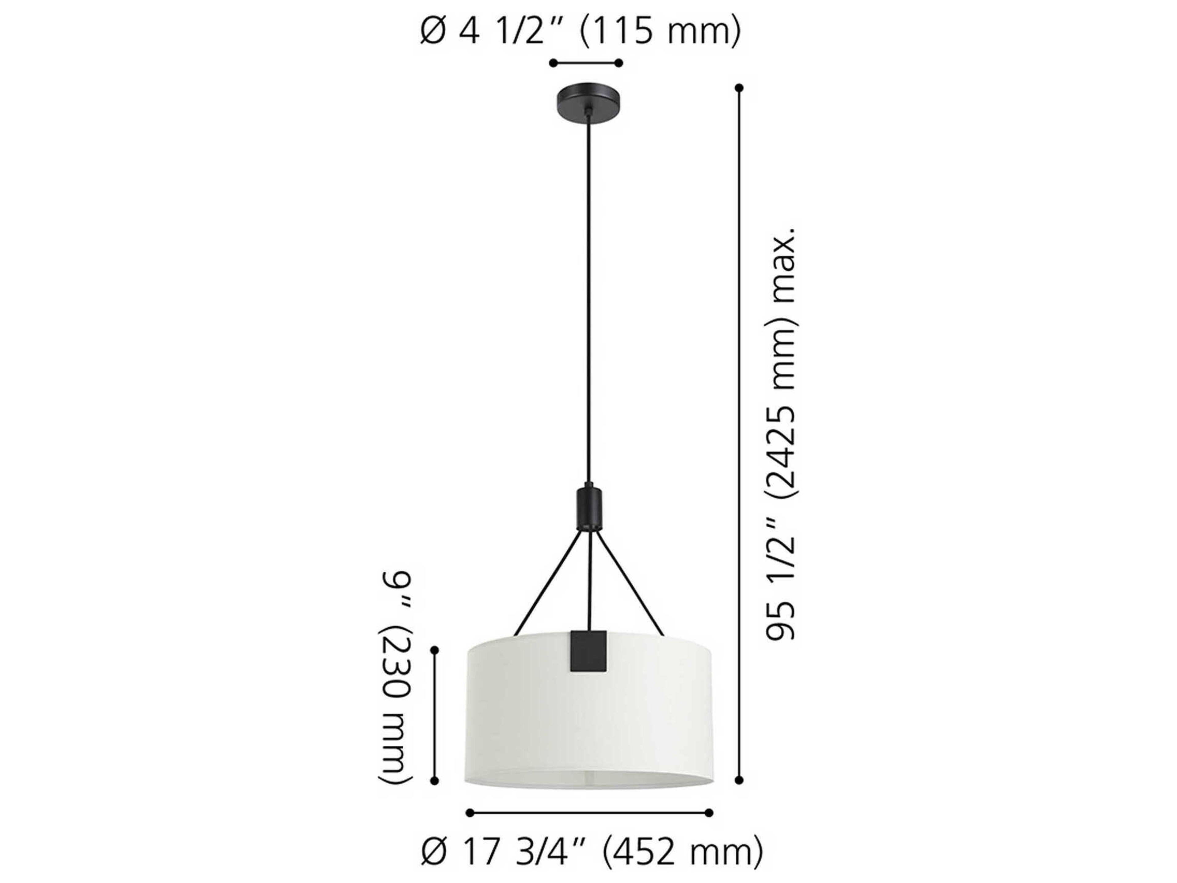 Eglo Tortola 3-Light Black White Drum Pendant